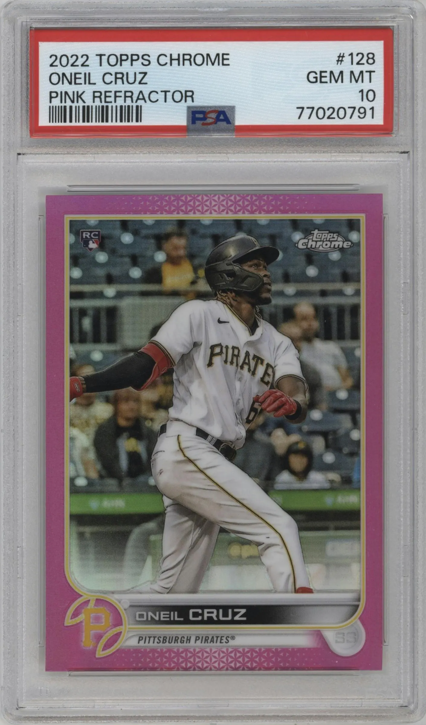 2022 Topps Chrome Oneil Cruz Pink Refractor #128 PSA 10