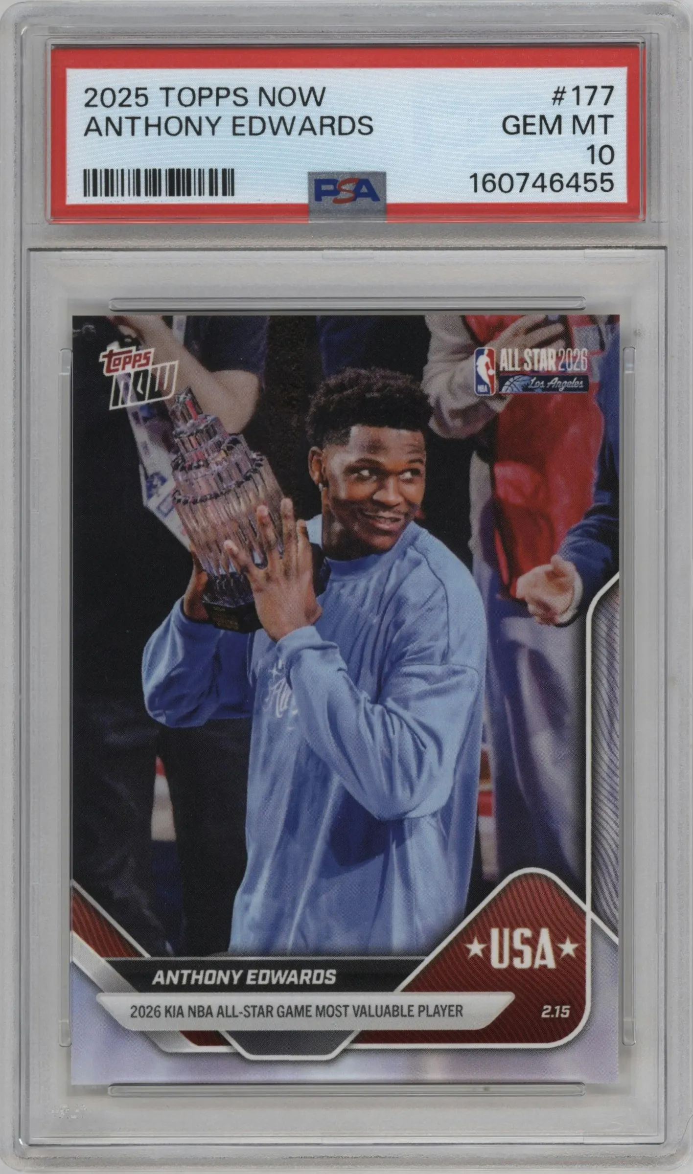 2025 Topps Now Anthony Edwards #177 PSA 10