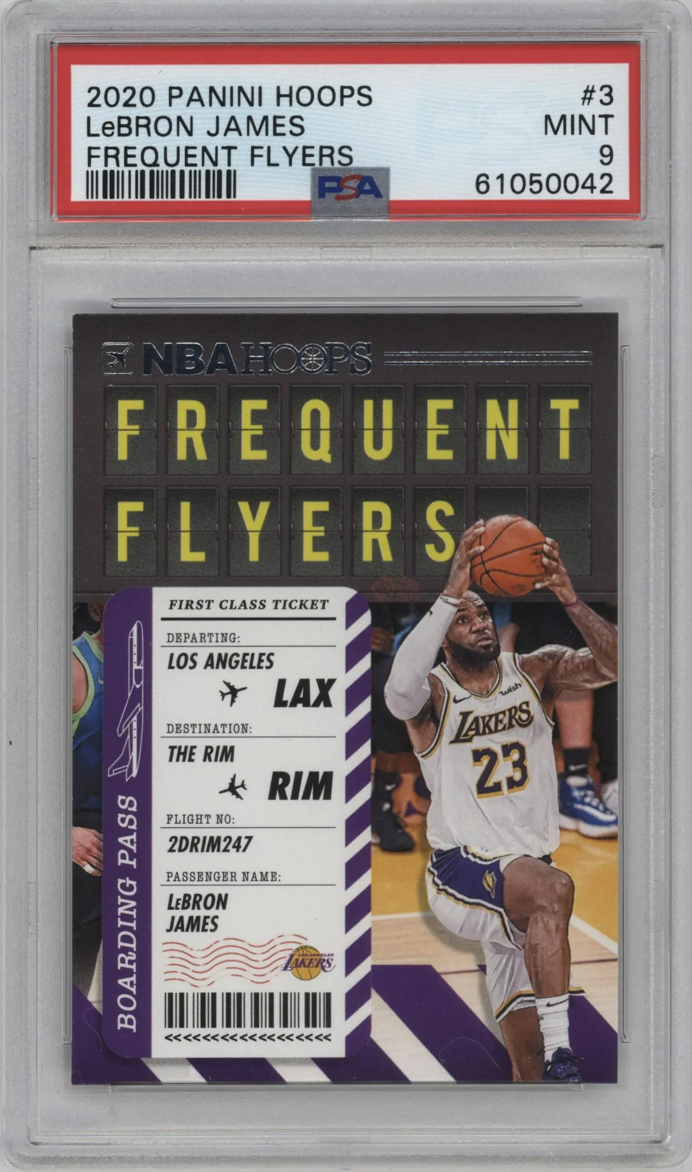 2020 Panini NBA Hoops Frequent Flyers LeBron James #3 PSA 9