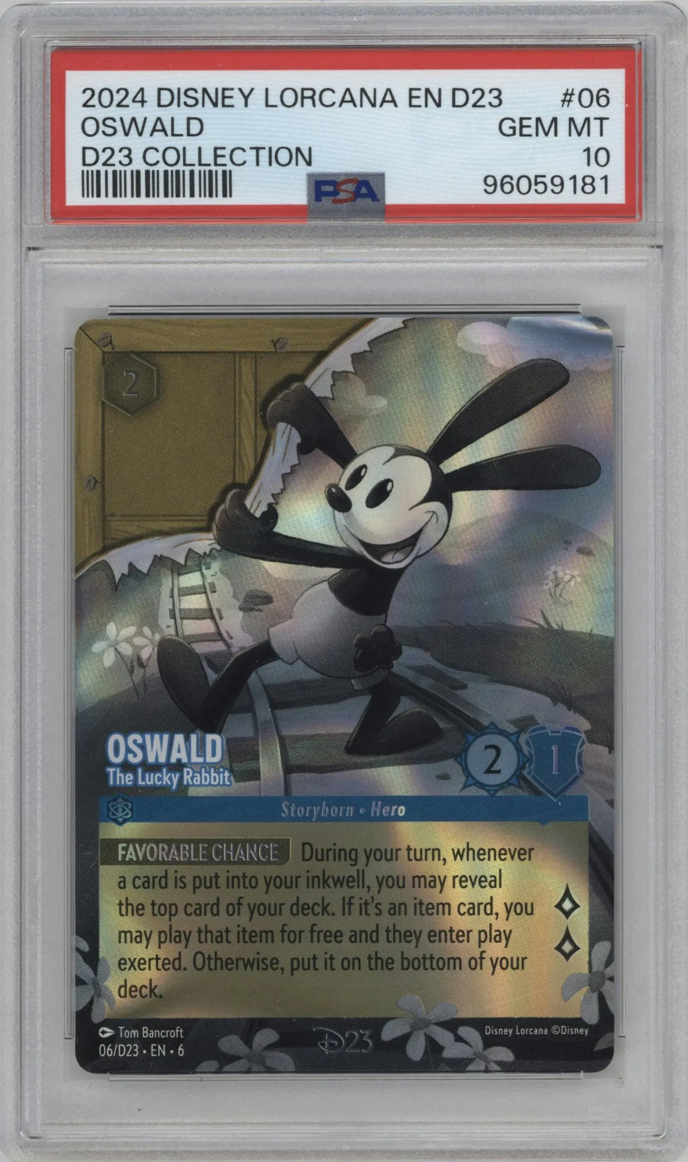 2024 Disney Lorcana D23 Promo Oswald-The Lucky Rabbit PSA 10