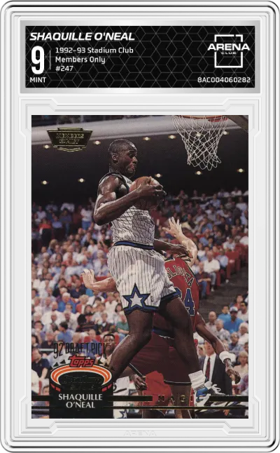 1992 Topps Stadium Club Shaquille O'Neal Members Only #247 ARENA CLUB 9