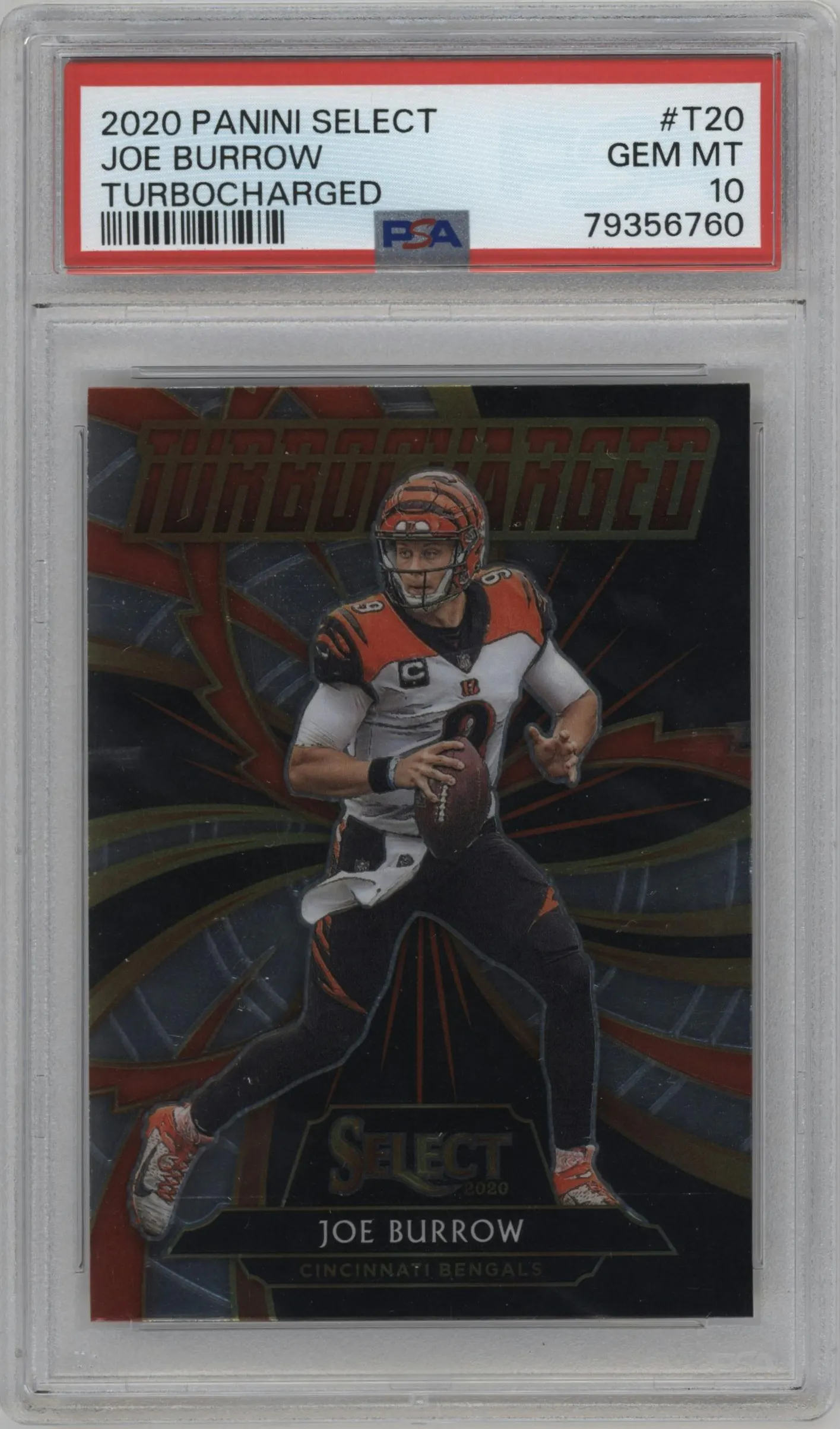 2020 Panini Select Turbocharged Joe Burrow #T20 PSA 10