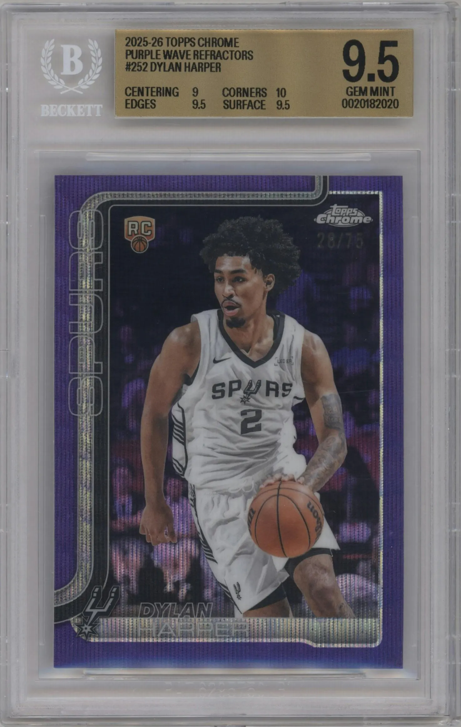 2025 Topps Chrome Dylan Harper Purple Wave Refractor #252 BGS 9.5