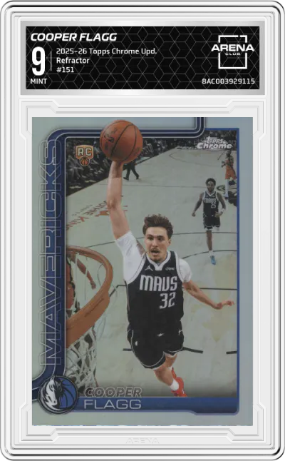 2025 Topps Chrome Update Cooper Flagg Refractor #151 ARENA CLUB 9