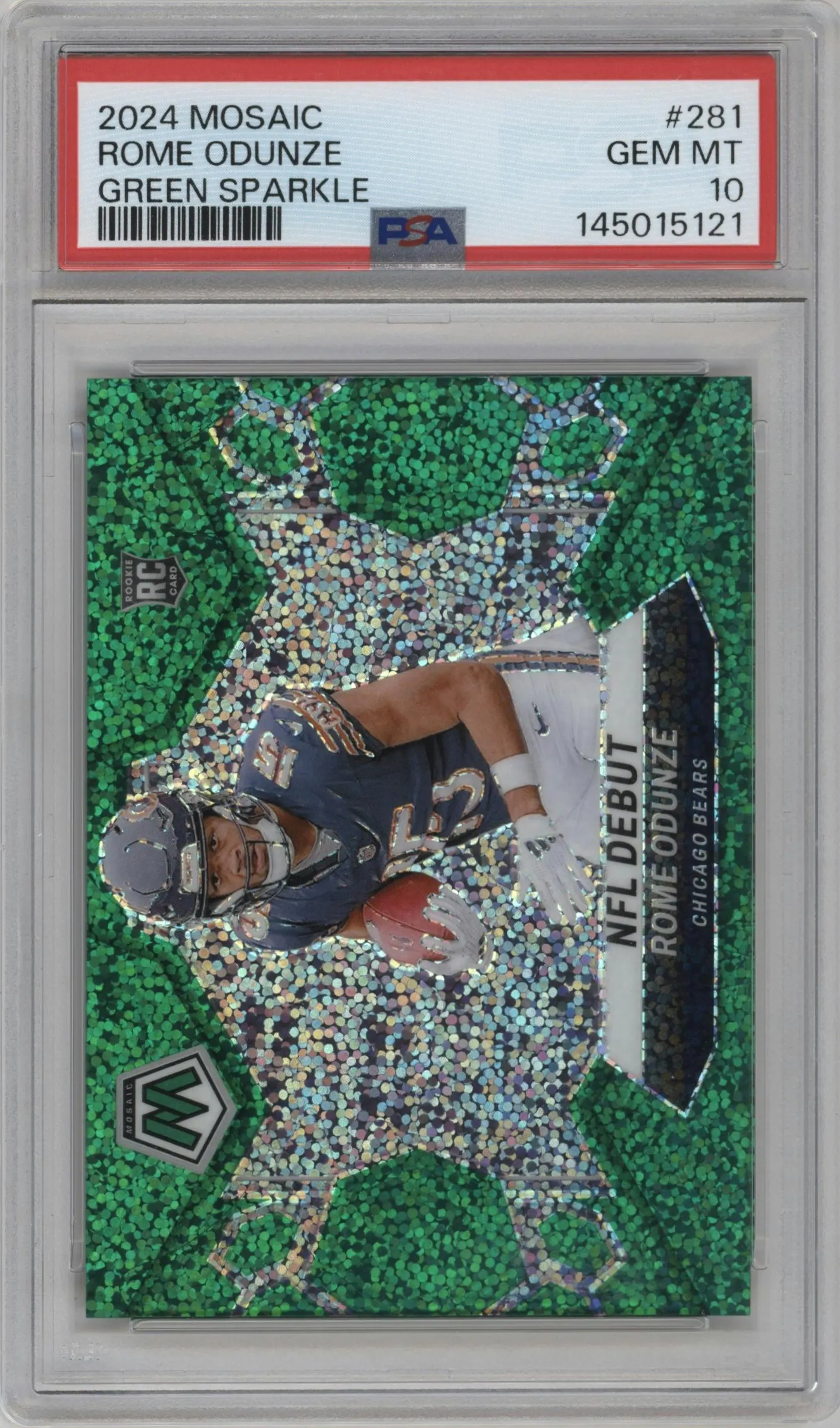 2024 Panini Mosaic Rome Odunze Green Sparkle #281 PSA 10