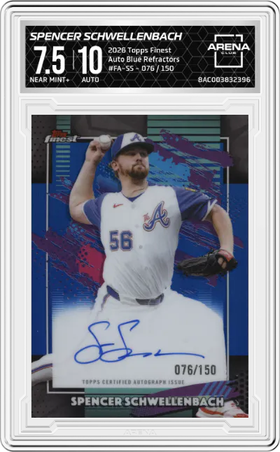 2026 Topps Finest Auto Spencer Schwellenbach Blue Refractors #FA-SS ARENA CLUB 7.5