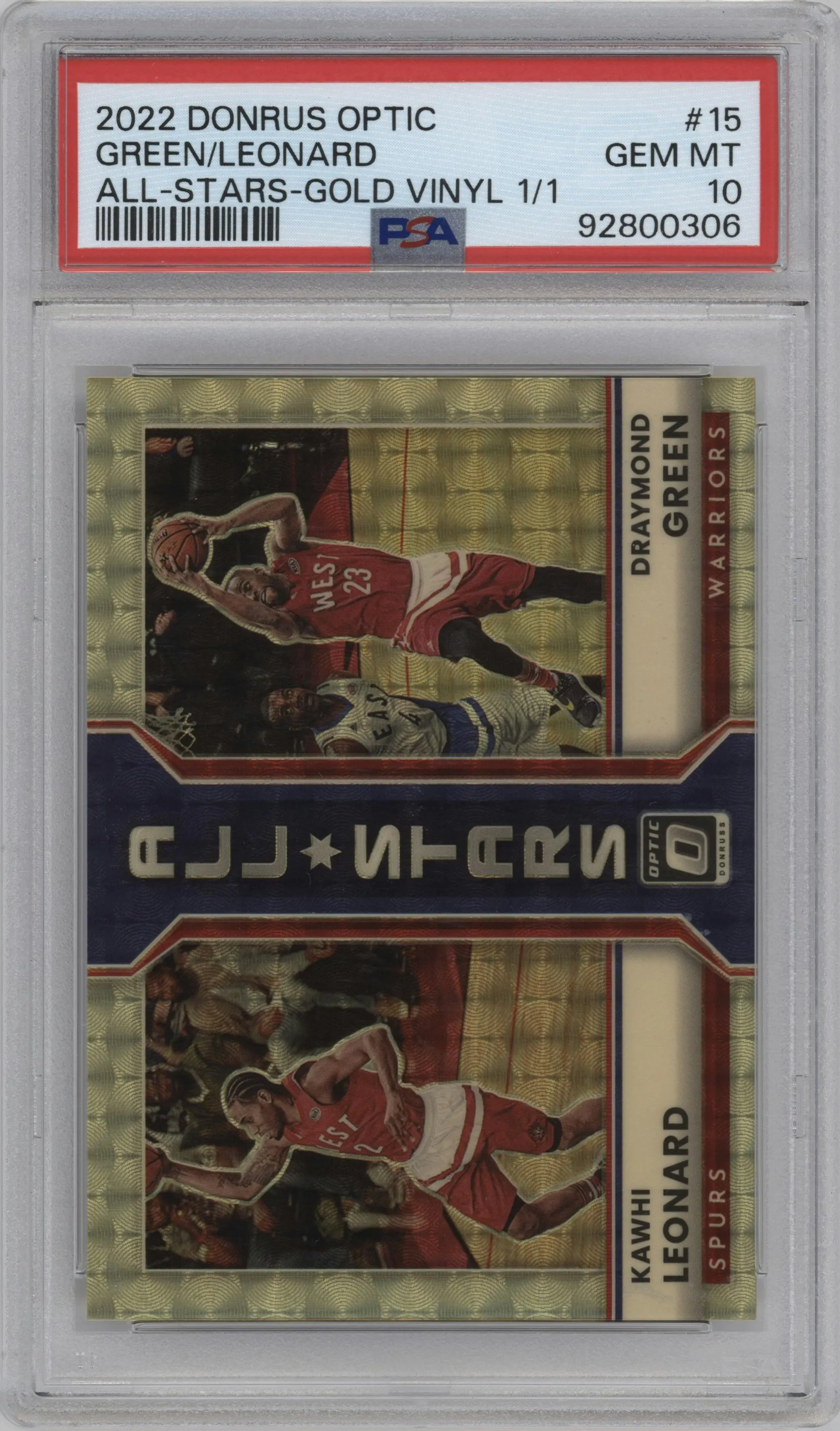 2022 Panini Donruss Optic All-Stars Kawhi Leonard/Draymond Green Gold Vinyl #15 PSA 10