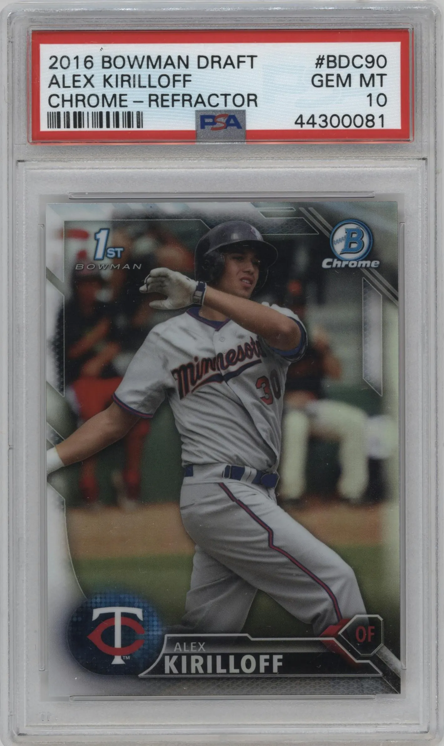 2016 Bowman Draft Chrome Alex Kirilloff Refractor #BDC-90 PSA 10