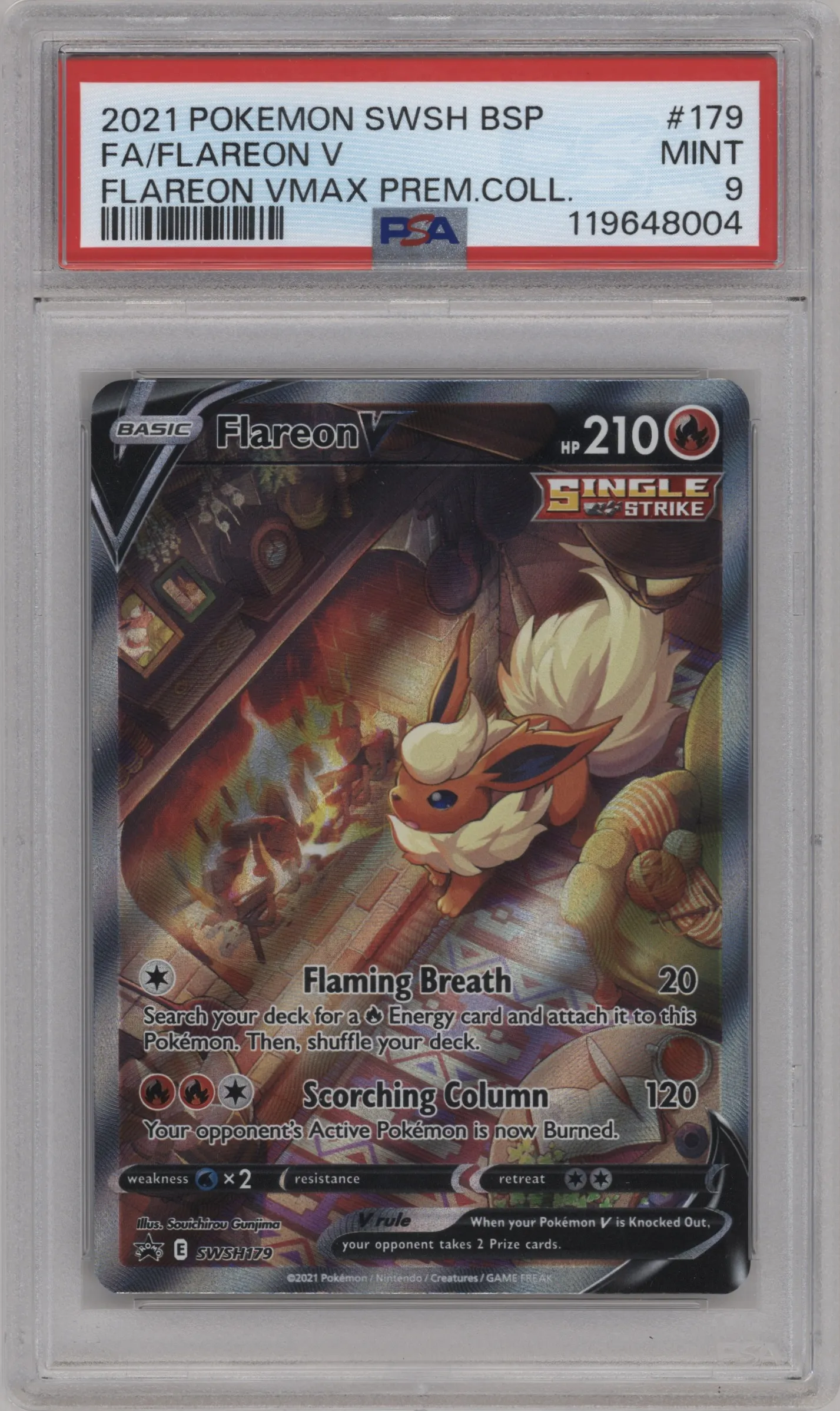 2021 Pokemon SWSH Flareon V Flareon VMAX Premium Collection #SWSH179 PSA 9
