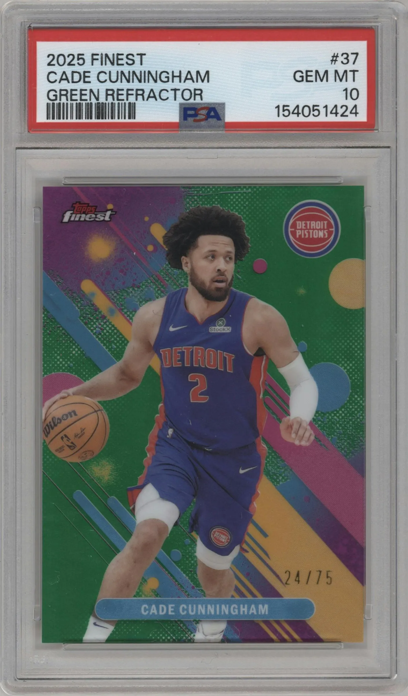 2025 Finest Cade Cunningham Green Refractor #37 PSA 10
