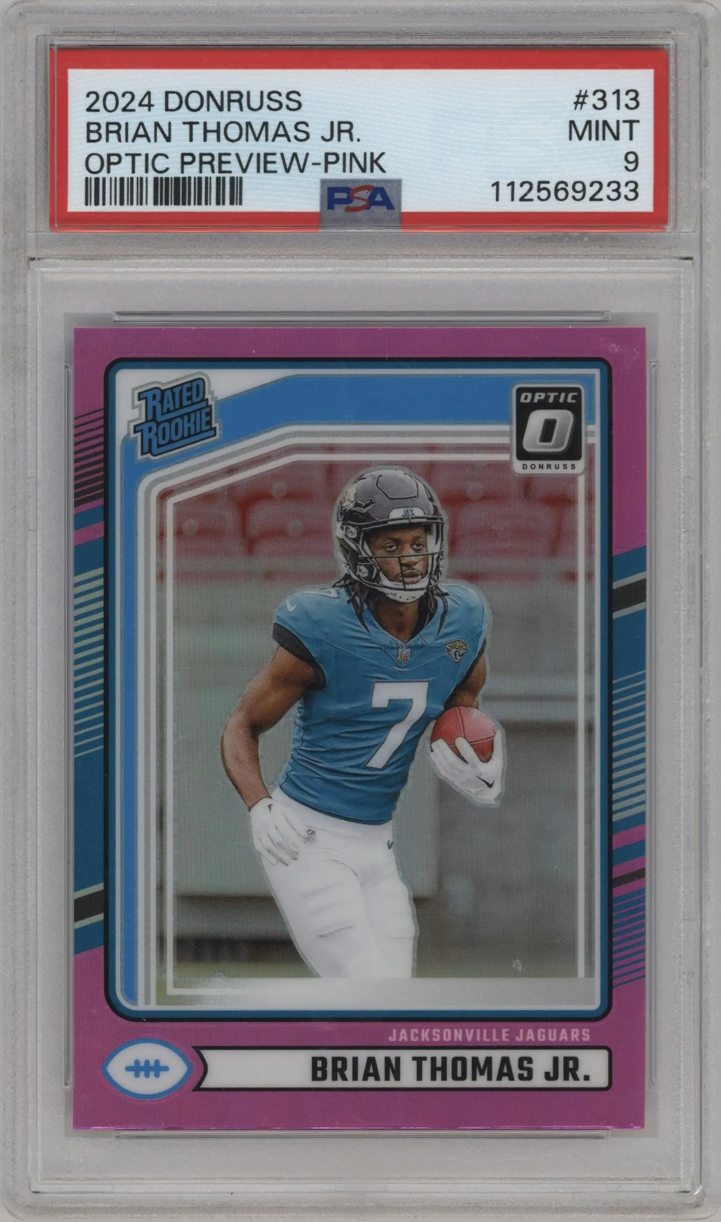 2024 Donruss Opt.Rtd.Rke.Prev. Brian Thomas Jr. Pink #313 PSA 9