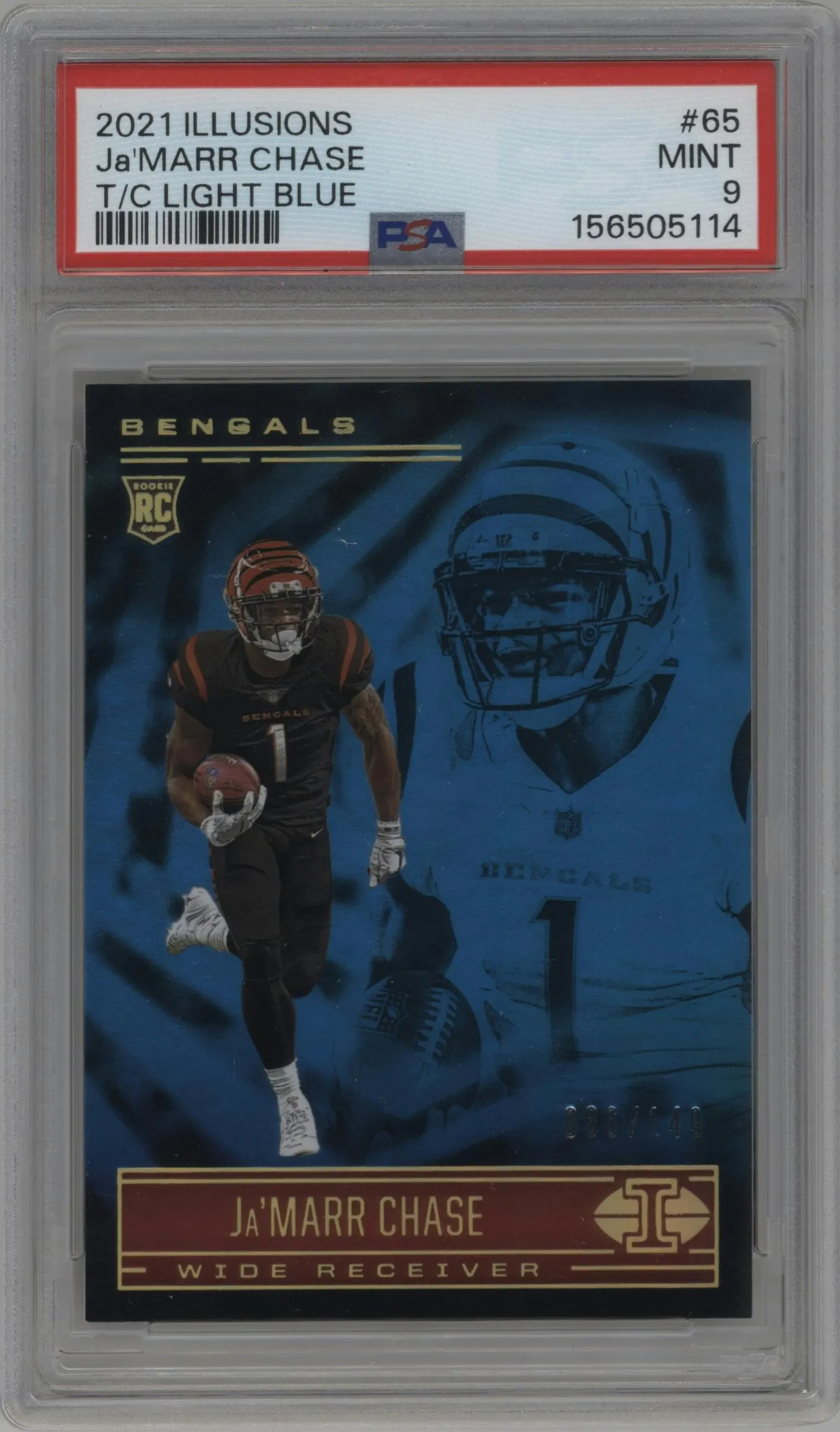 2021 Panini Illusions Ja'Marr Chase Trophy Collection Light Blue #65 PSA 9