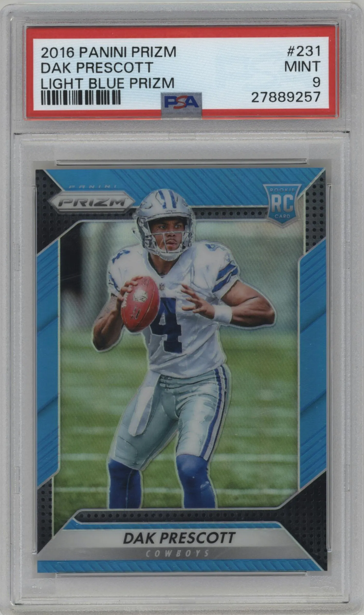 2016 Panini Prizm Dak Prescott Light Blue Prizm #231 PSA 9