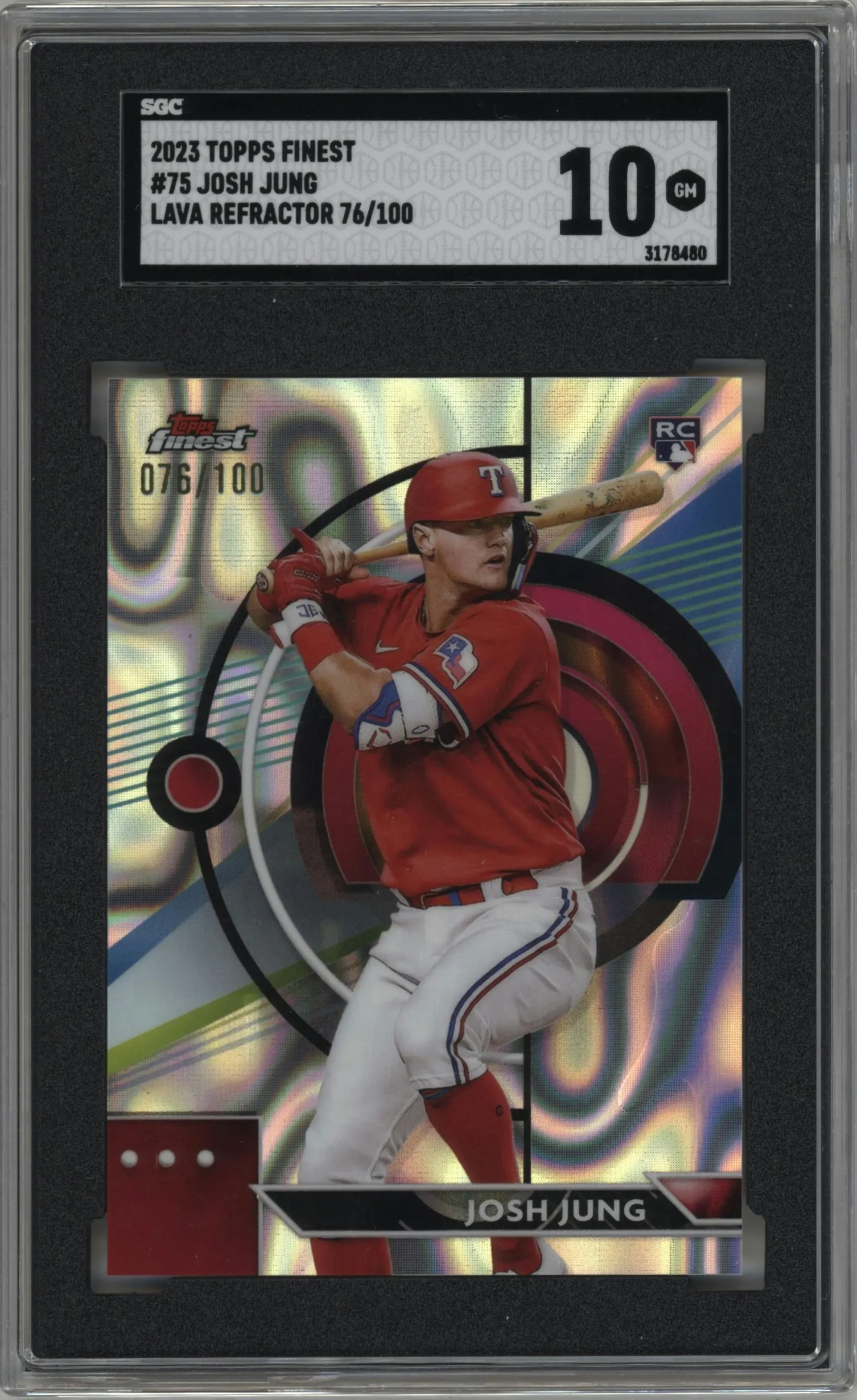 2023 Topps Finest Josh Jung Lava Refractor #75 SGC 10