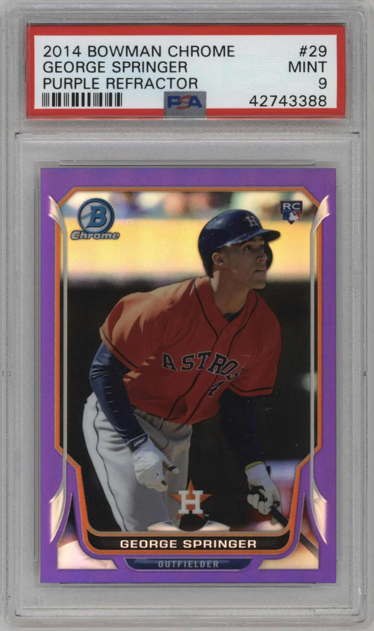 2014 Bowman Chrome George Springer Purple Refractor #29 PSA 9