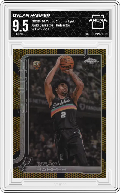 2025 Topps Chrome Update Dylan Harper Gold Basketball Refractor #152 ARENA CLUB 9.5