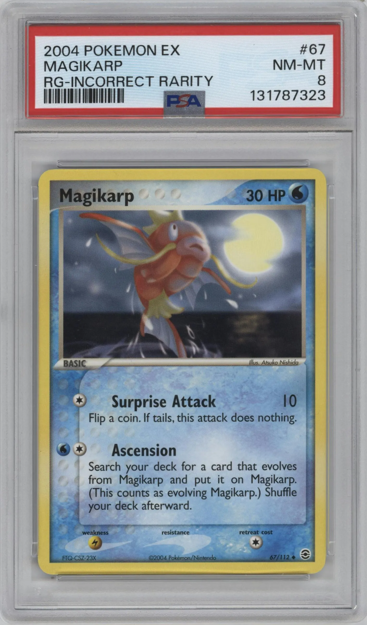 2004 Pokemon EX FR & LG Magikarp Incorrect Rarity #67 PSA 8