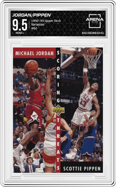 1992 Upper Deck Michael Jordan/Scottie Pippen Variation #62 ARENA CLUB 9.5
