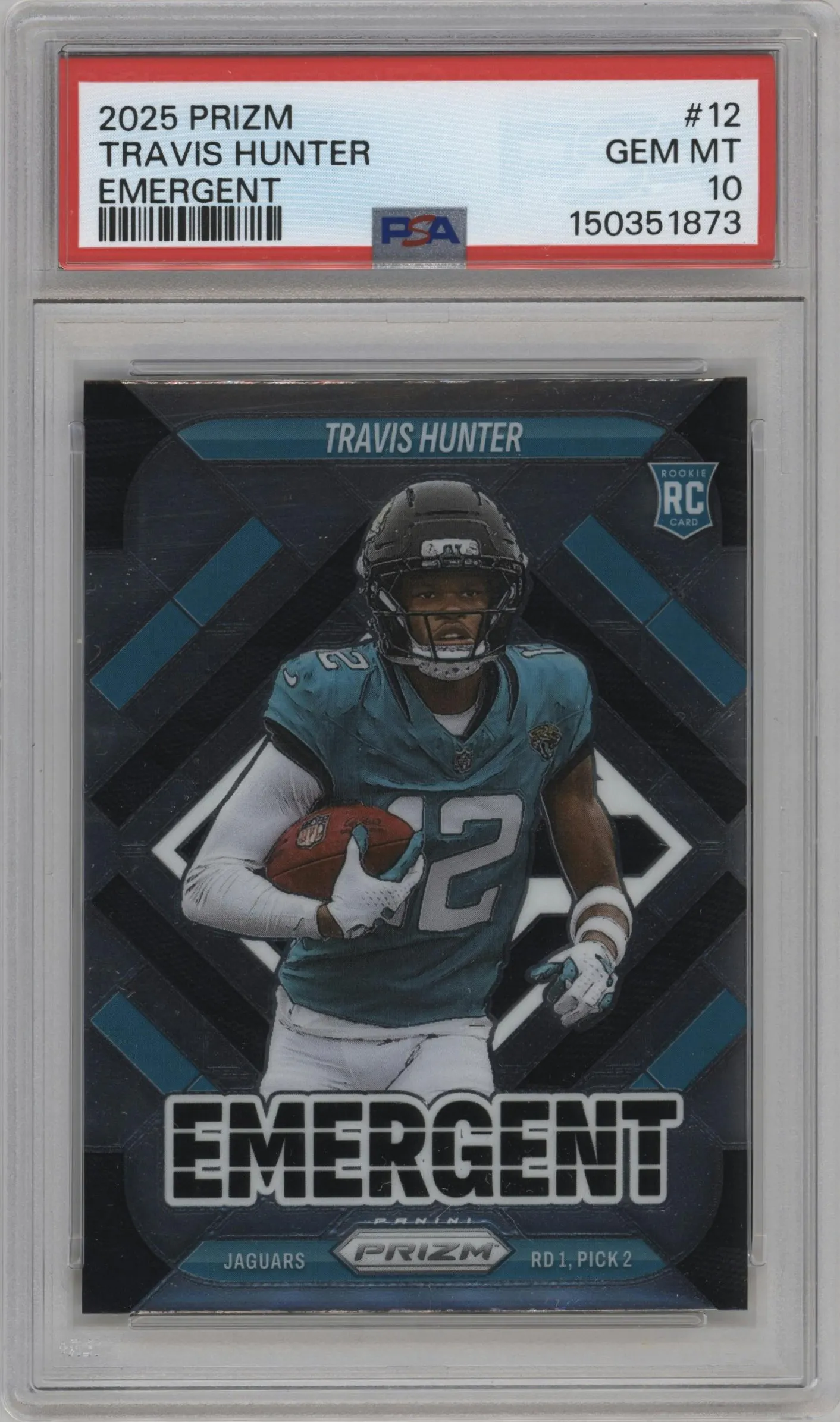 2025 Panini Prizm Emergent Travis Hunter #12 PSA 10
