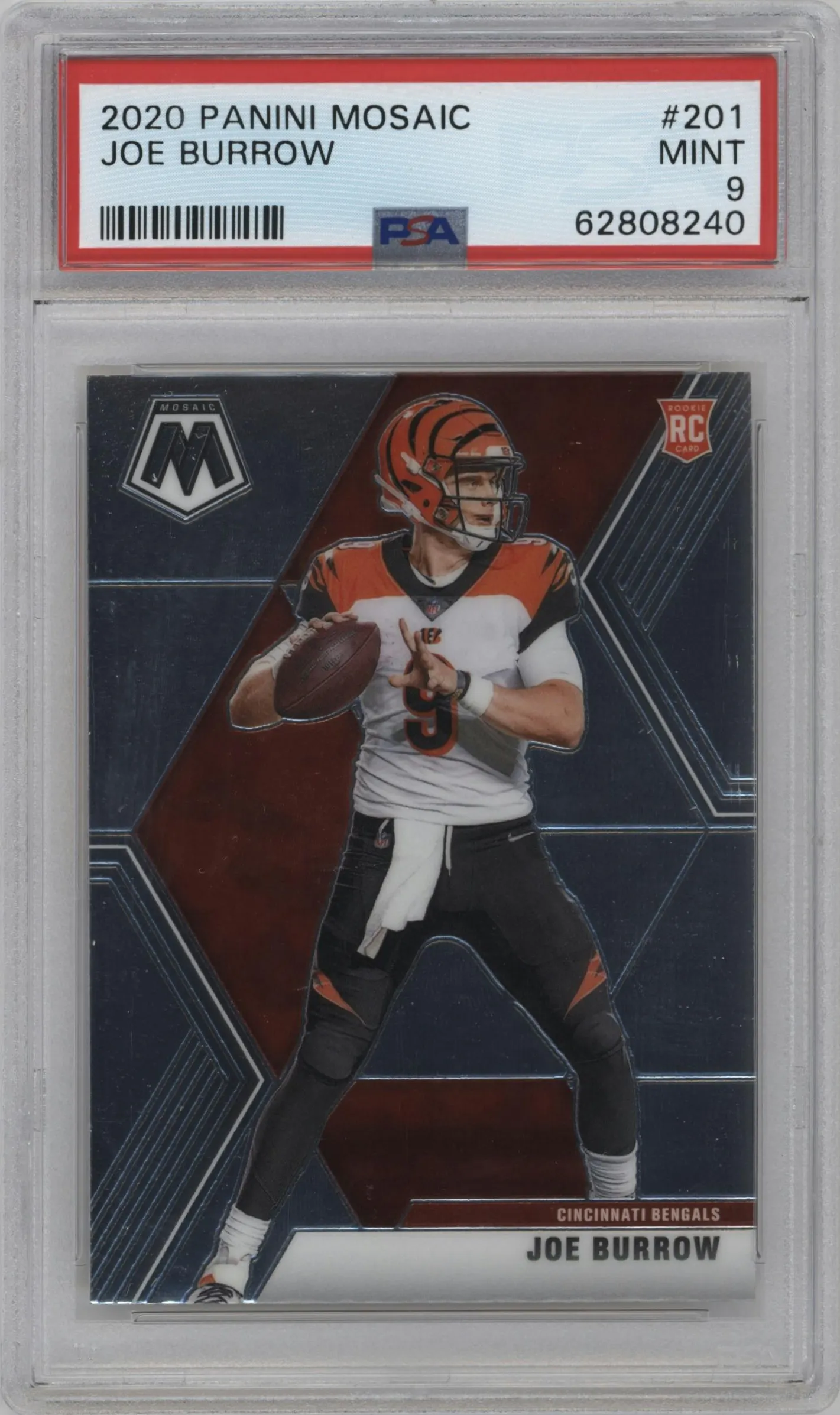 2020 Panini Mosaic Joe Burrow #201 PSA 9