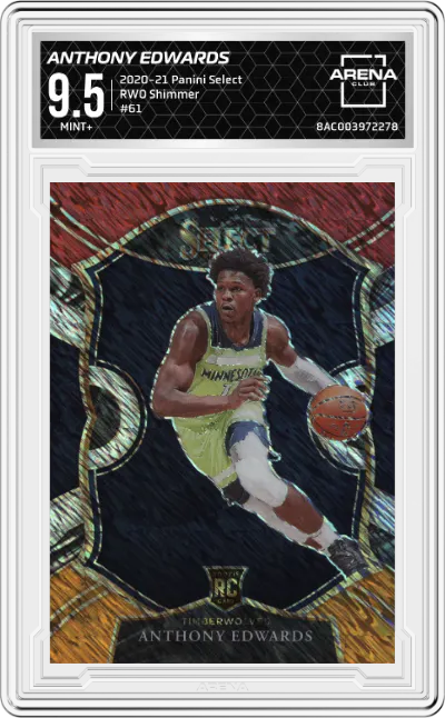 2020 Panini Select Anthony Edwards Red/White/Orange Shimmer ARENA CLUB 9.5