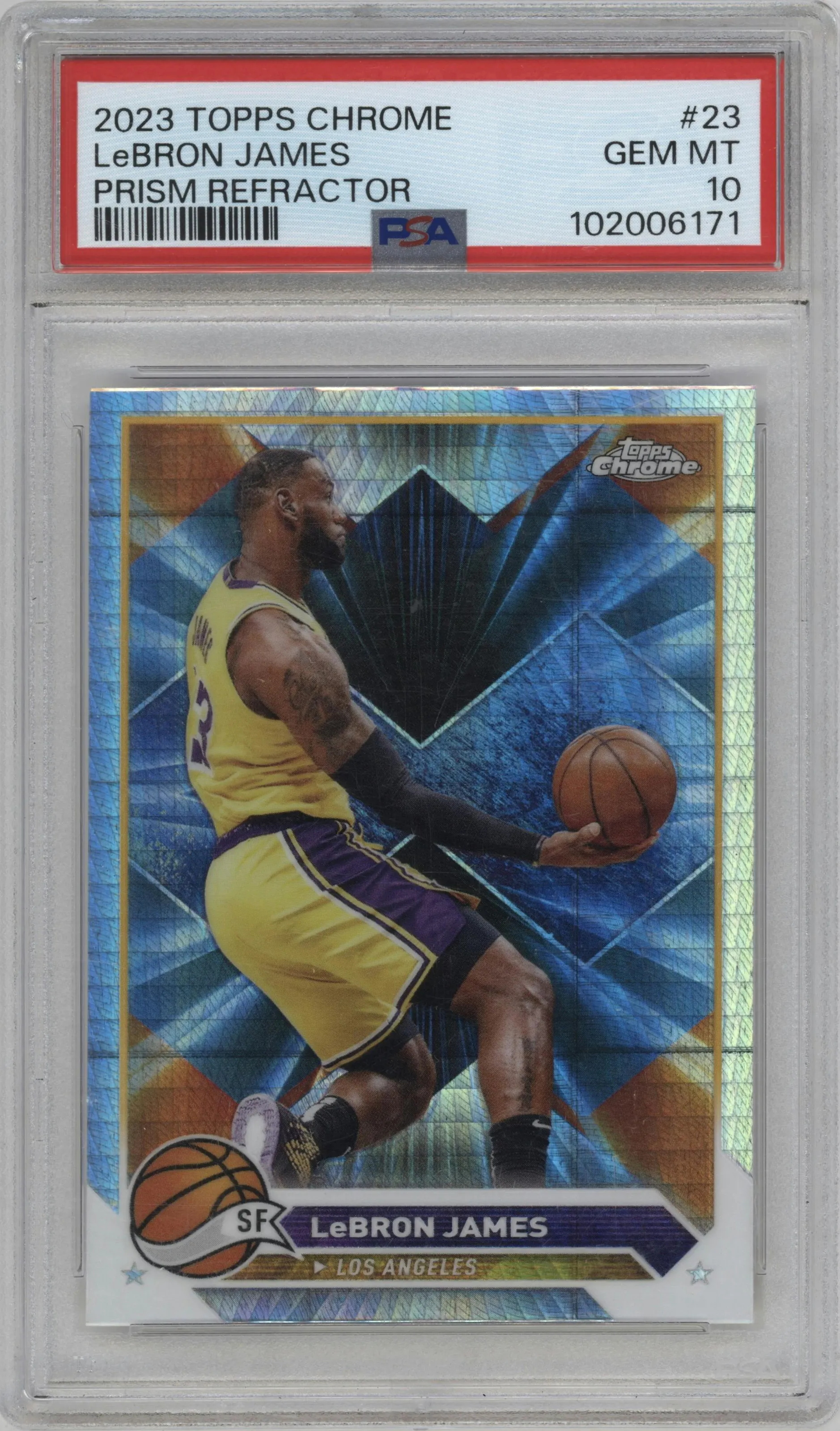 2023 Topps Chrome LeBron James Prism Refractor #23 PSA 10