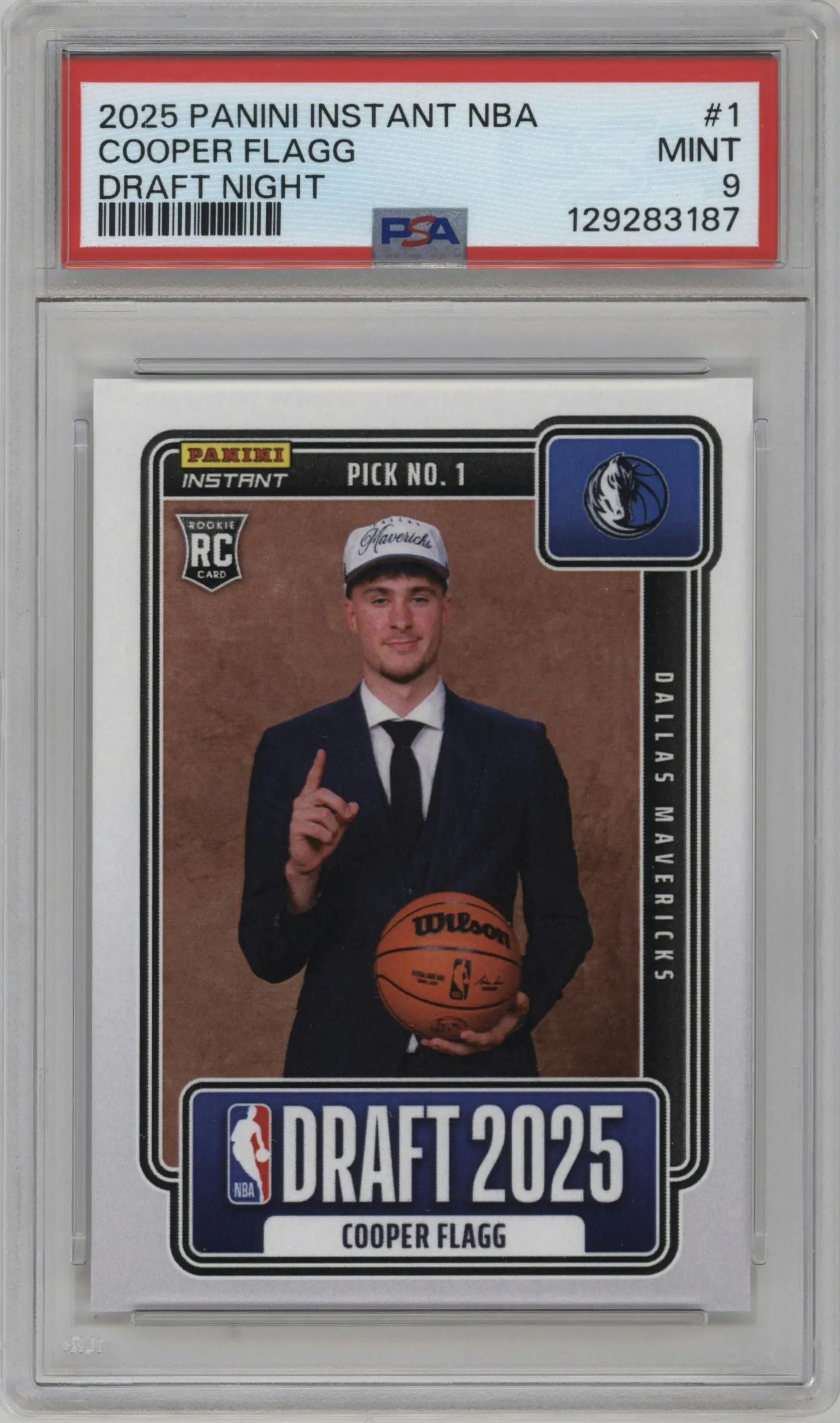 2025 Panini Instant Draft Night Cooper Flagg #NBADN-1 PSA 9