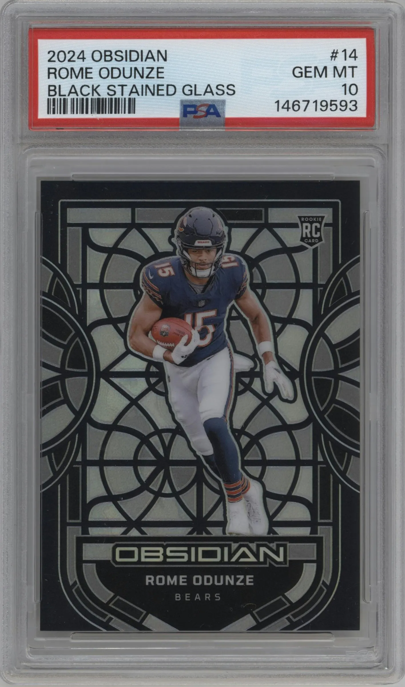 2024 Panini Obsidian Black Stained Glass Rome Odunze #14 PSA 10