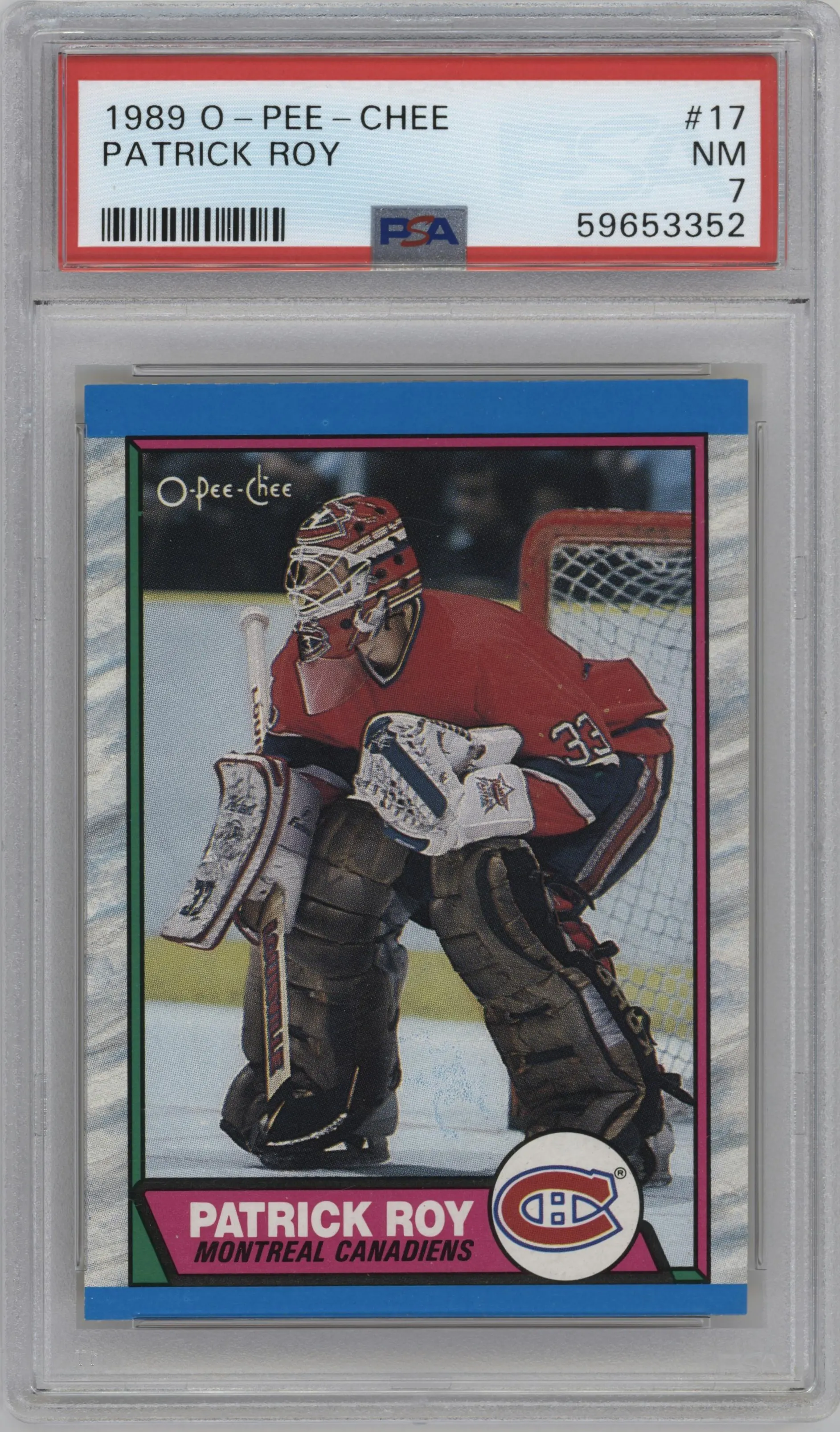 1989 O-Pee-Chee Patrick Roy #17 PSA 7