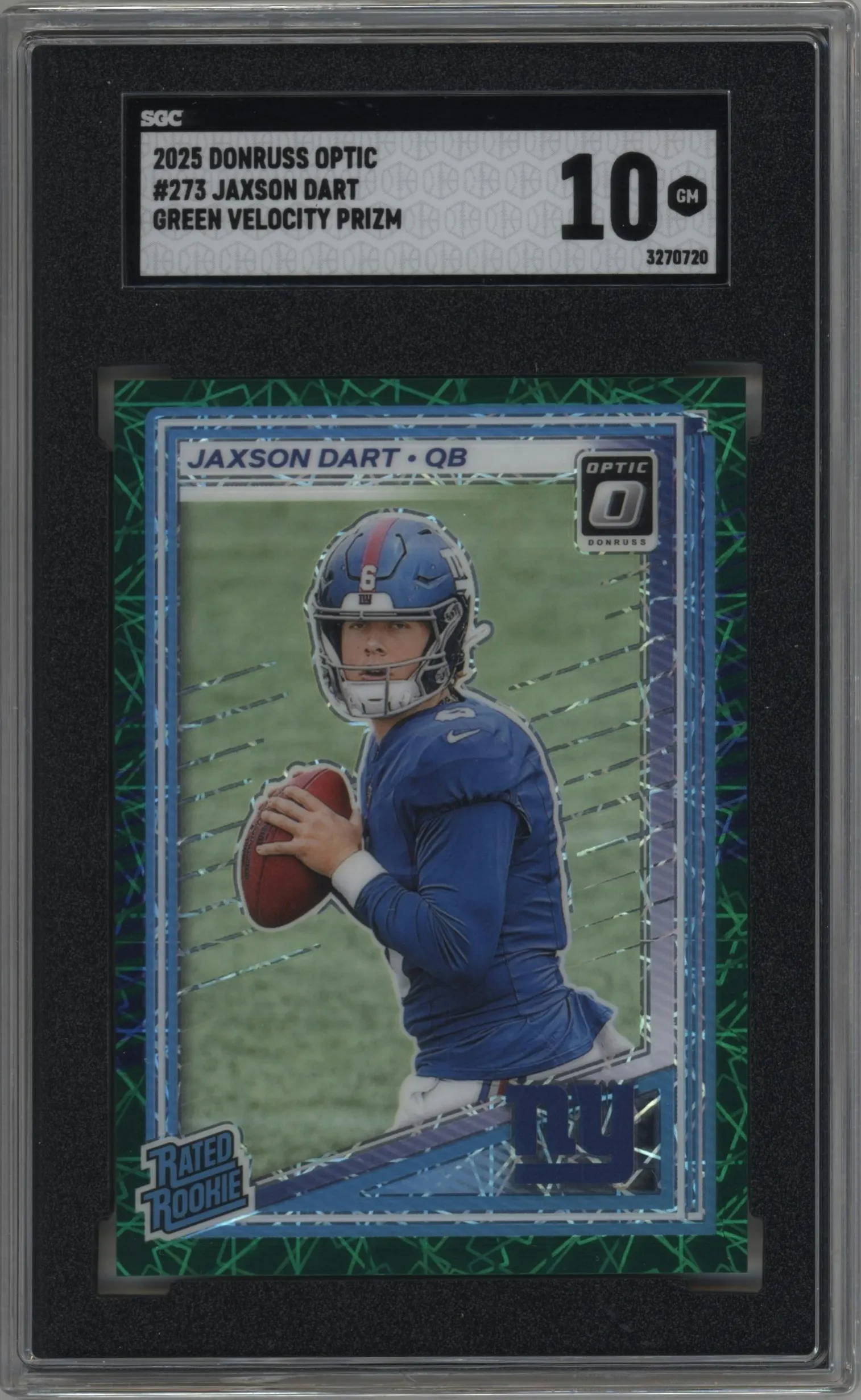 2025 Donruss Optic Rated Rookie Jaxson Dart Green Velocity #273 SGC 10