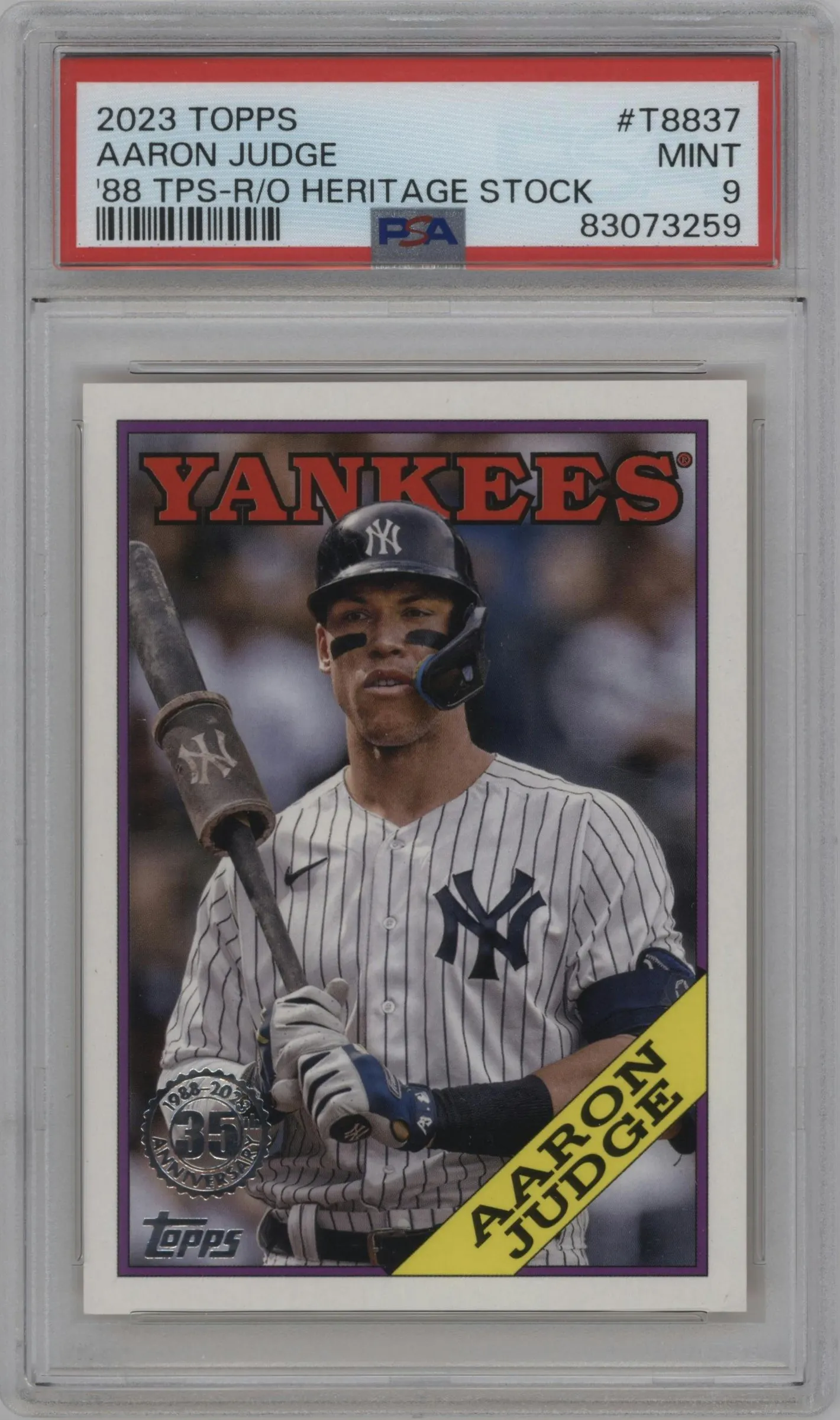 2023 Topps Series 1 1988 Topps Aaron Judge Real One Heritage Stock #T88-37 PSA 9