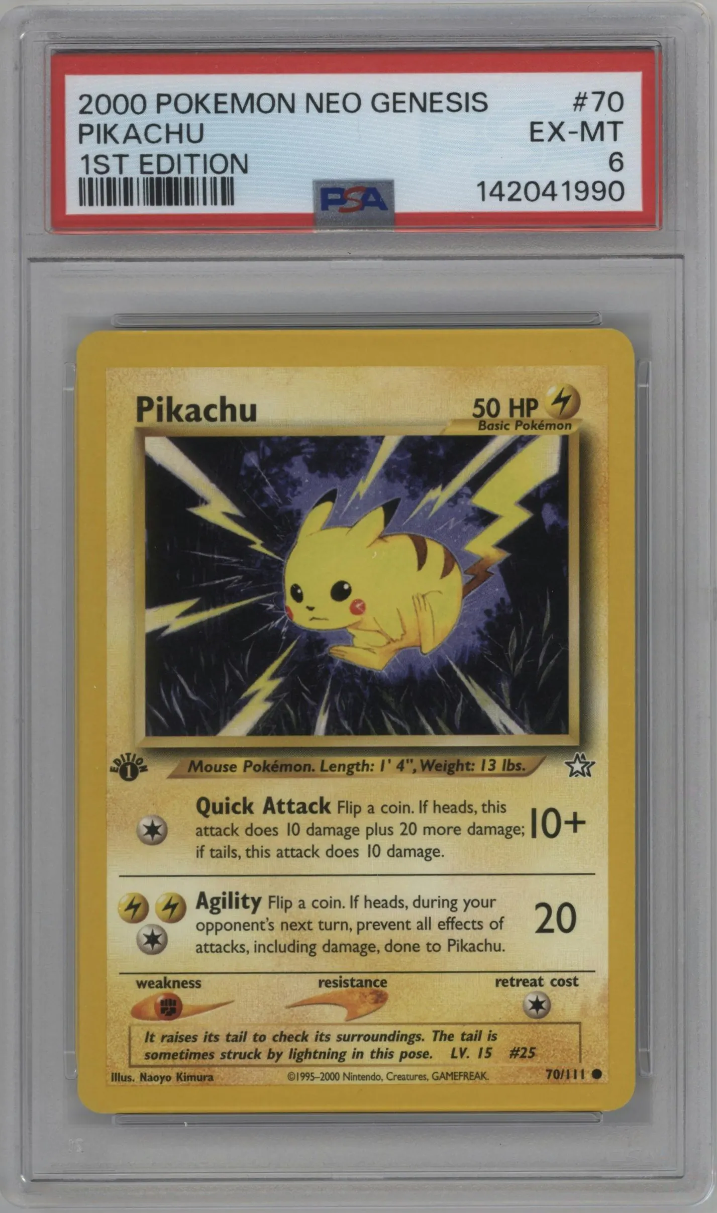 2000 Pokemon Neo Genesis Pikachu #70 PSA 6