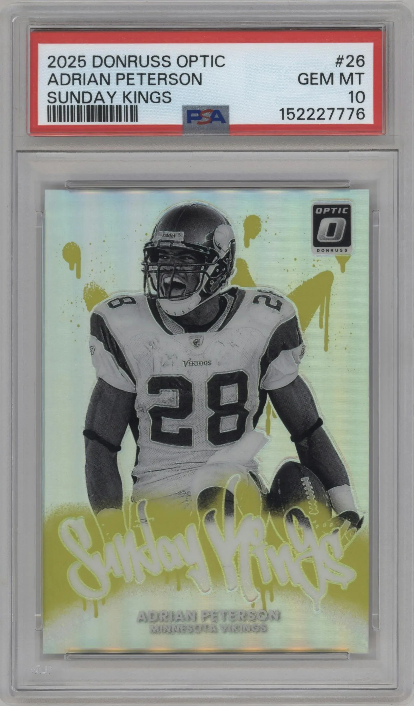 2025 Donruss Optic Sunday Kings Adrian Peterson #26 PSA 10