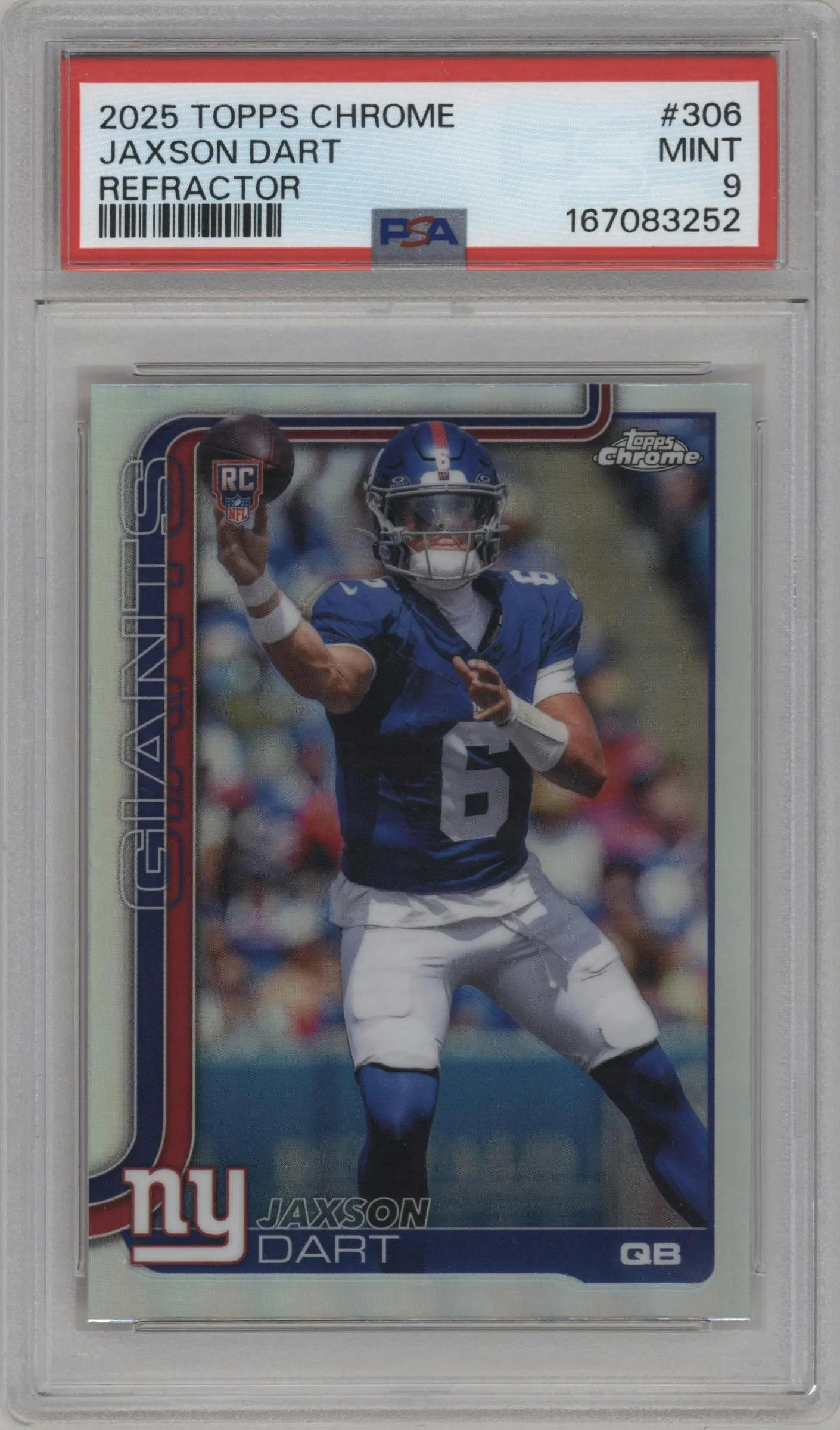 2025 Topps Chrome Jaxson Dart Refractor #306 PSA 9