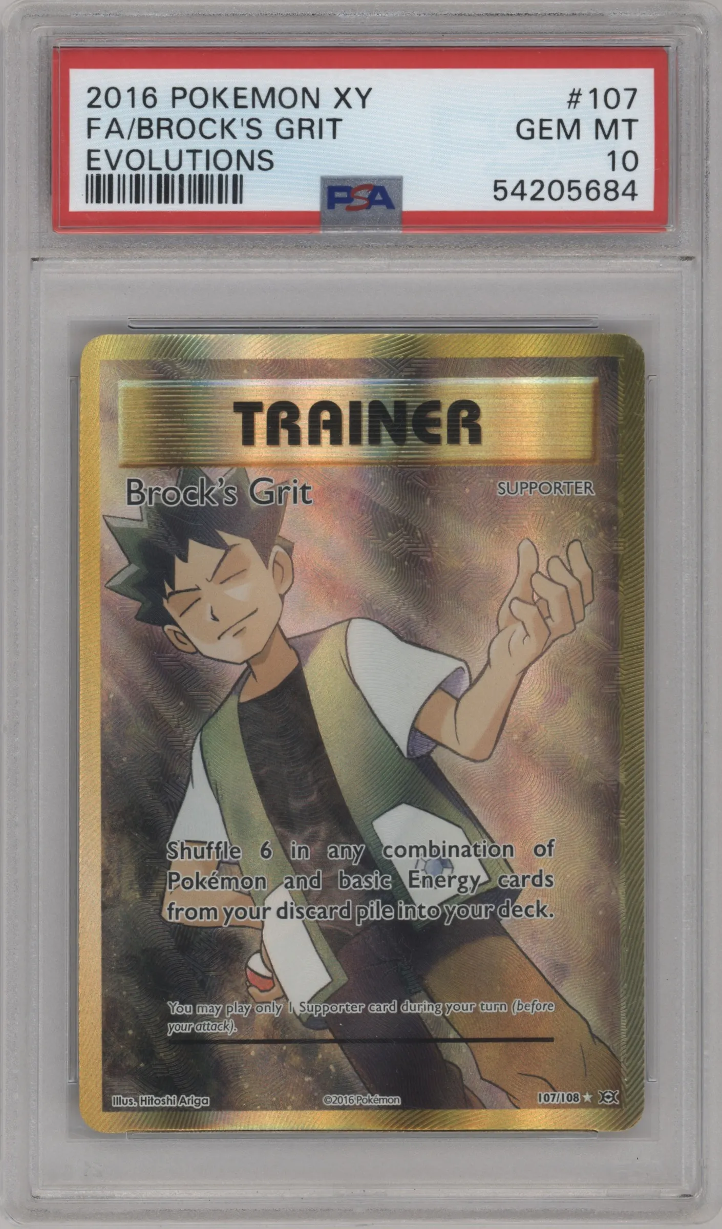 2016 Pokemon XY Evolutions Brock's Grit #107 PSA 10