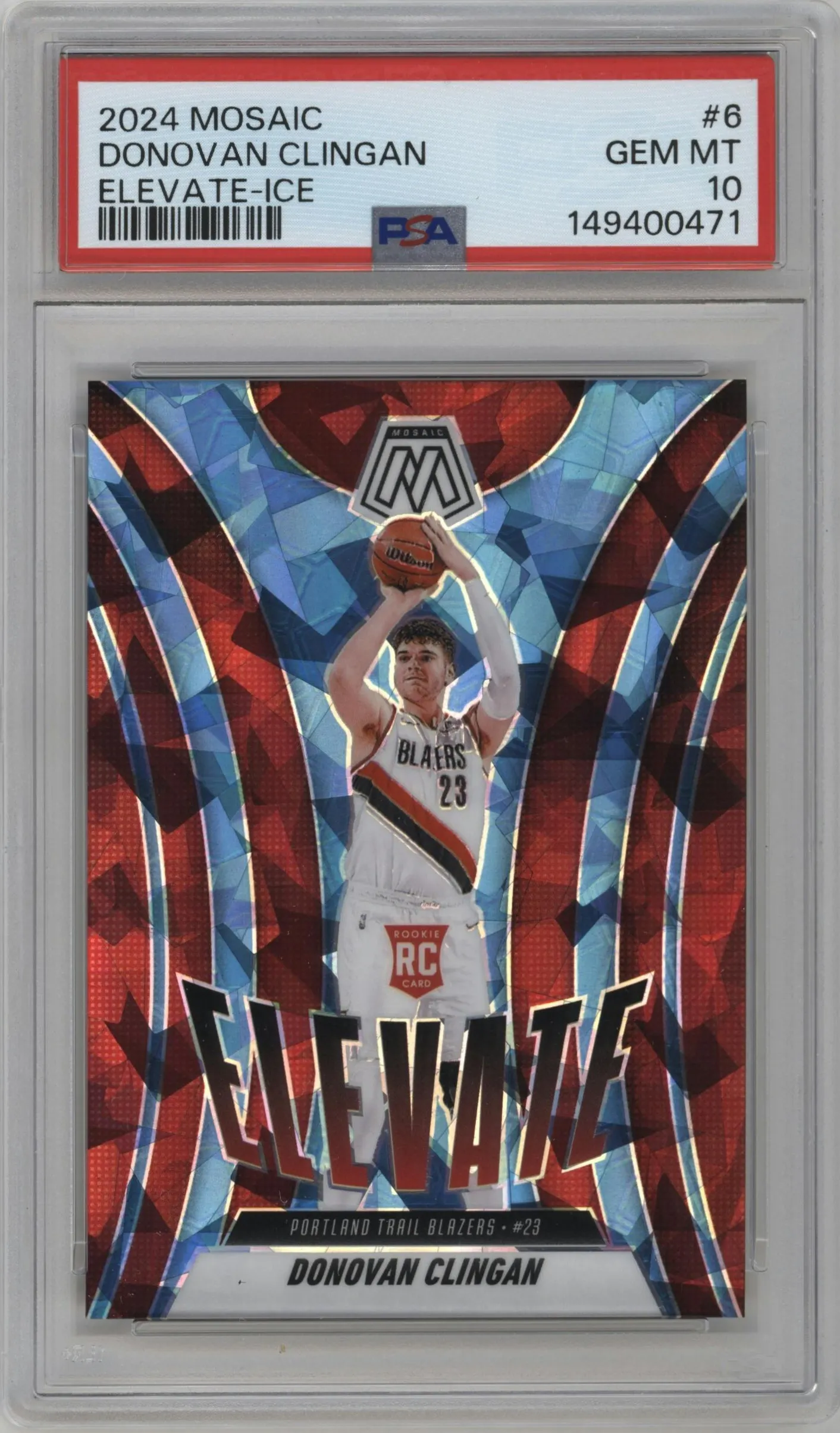 2024 Panini Mosaic Elevate Donovan Clingan Ice Mosaic #6 PSA 10
