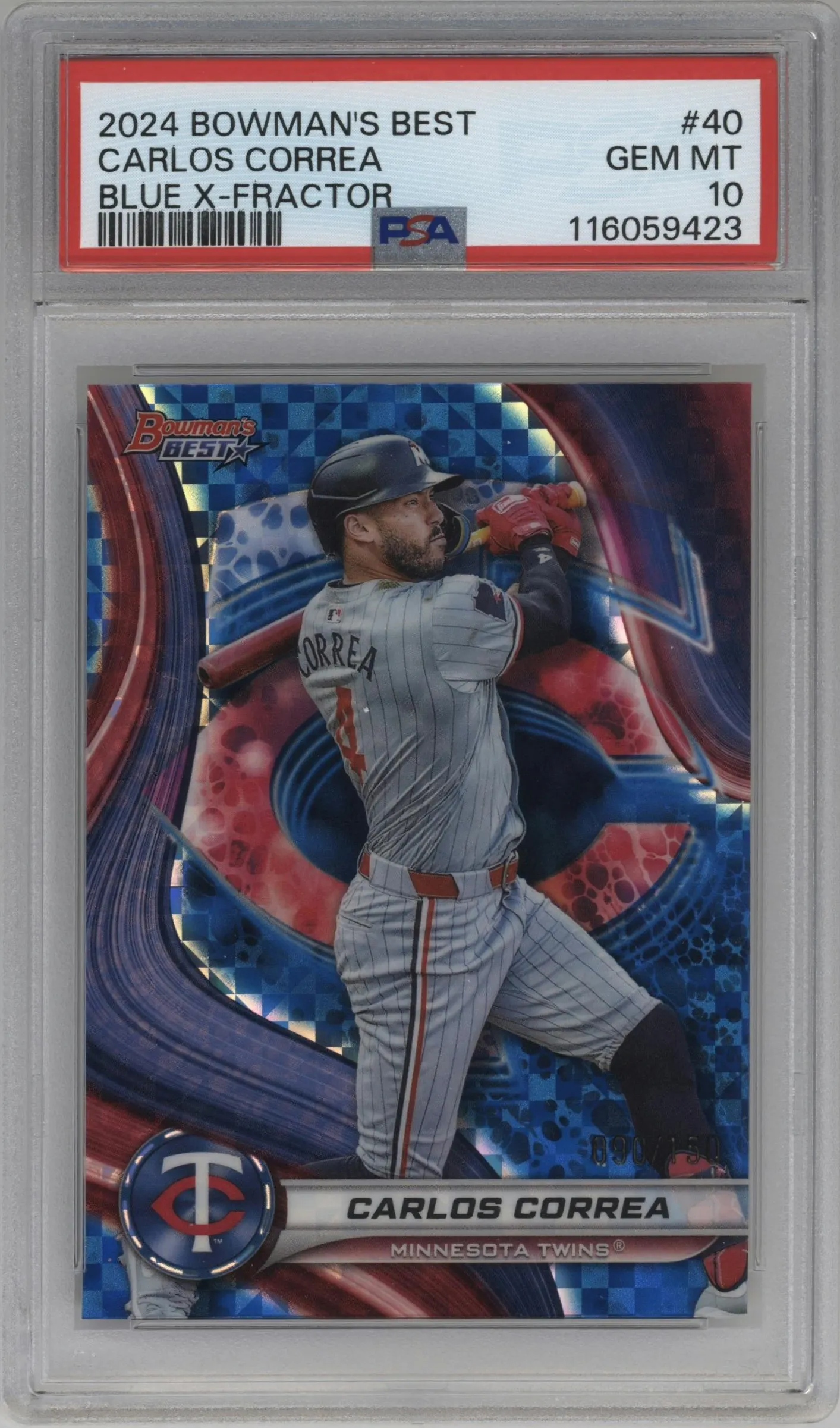 2024 Bowman's Best Carlos Correa Blue X-Fractor #40 PSA 10
