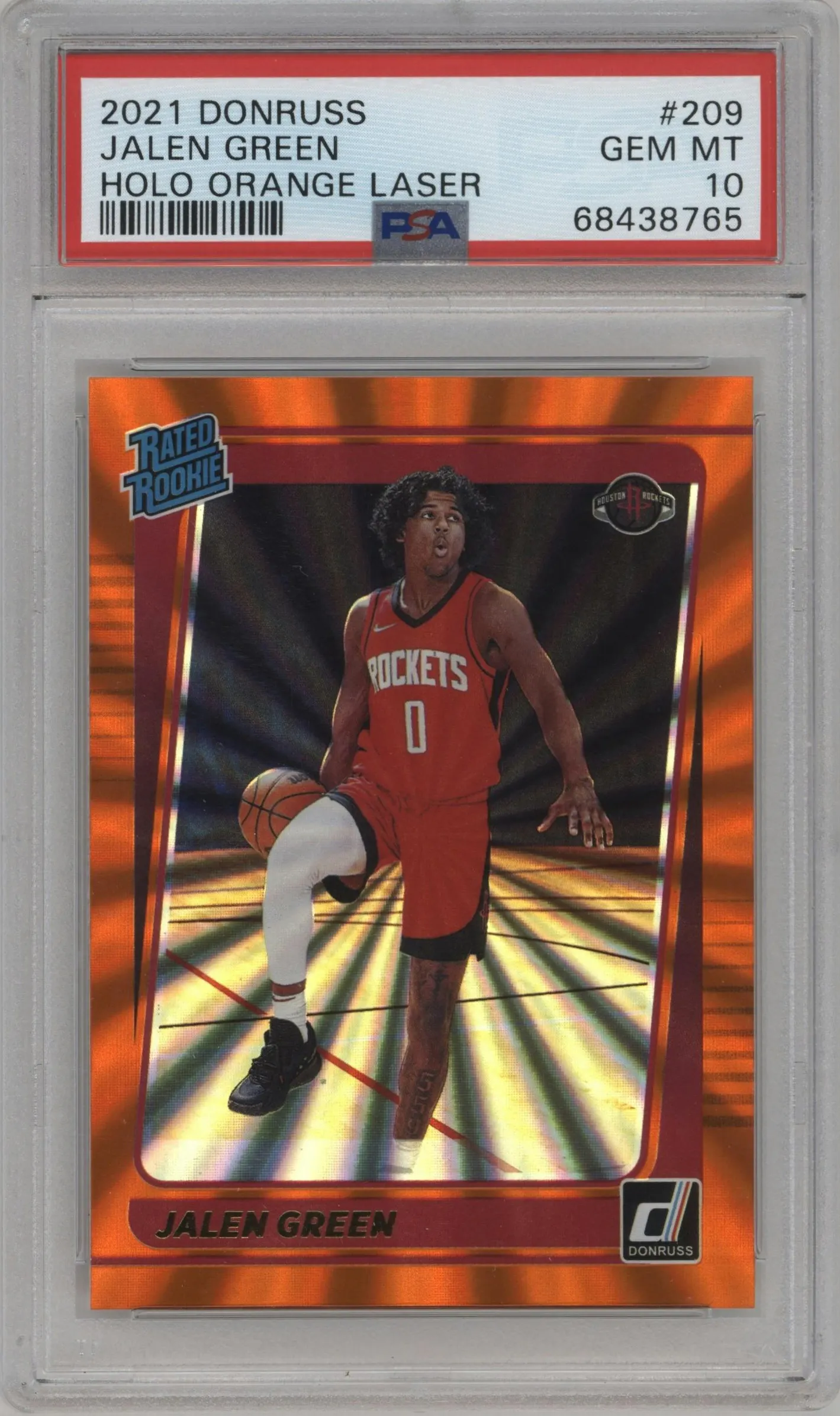 2021 Panini Donruss Rated Rookie Jalen Green Orange Holo Laser #209 PSA 10