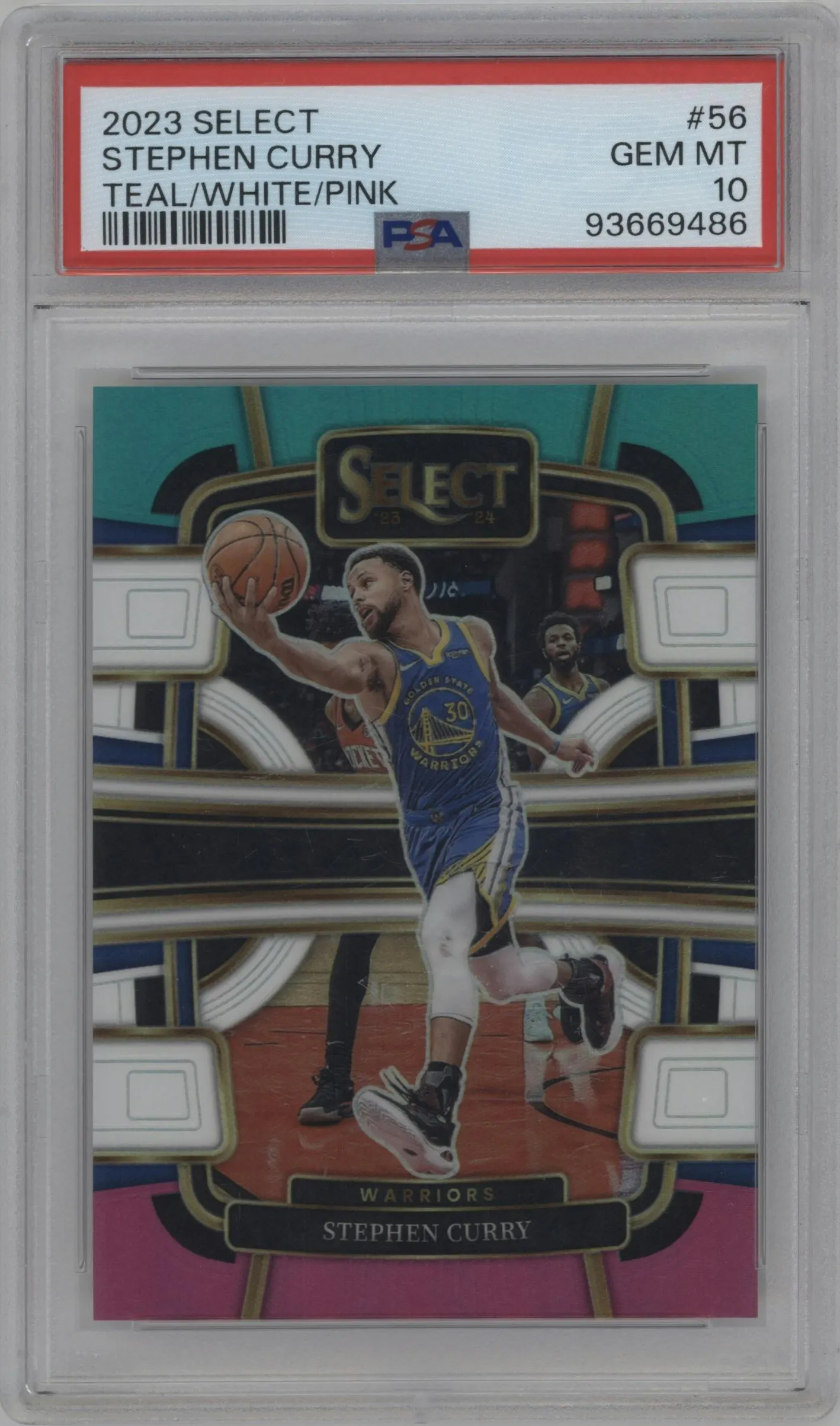 2023 Panini Select Stephen Curry Teal/White/Pink Prizms #56 PSA 10