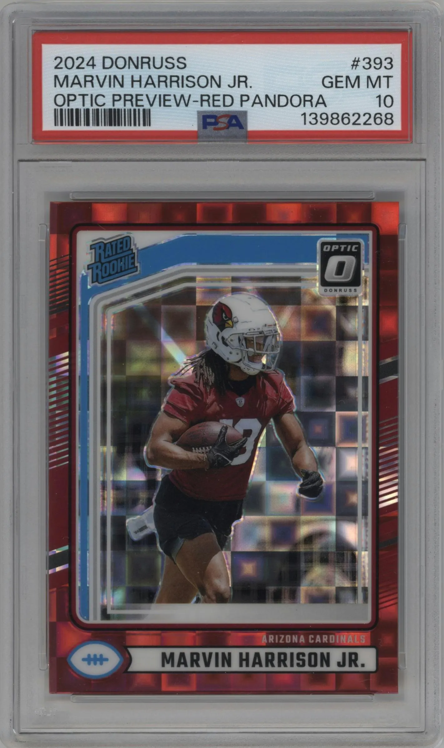 2024 Donruss Opt.Rtd.Rke.Prev. Marvin Harrison Jr. Red Pandora #393 PSA 10