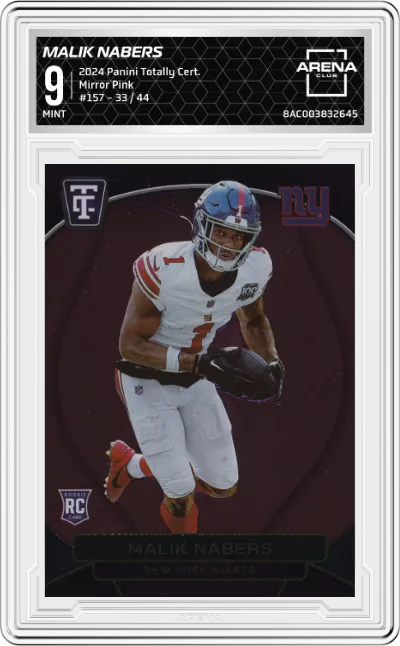 2024 Panini Totally Certified Malik Nabers Mirror Pink #157 ARENA CLUB 9