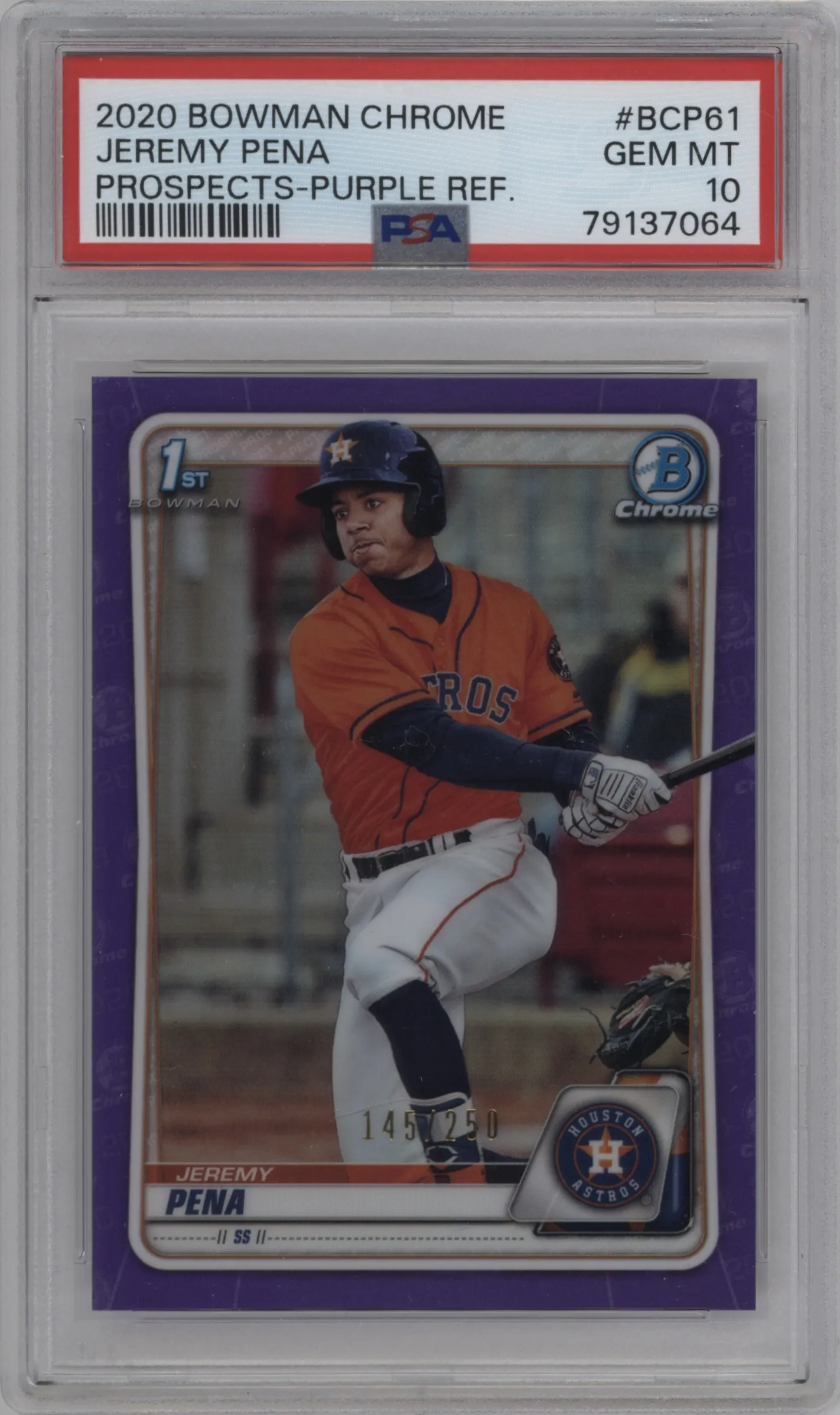 2020 Bowman Chr.Pros. Jeremy Pena Purple Refractor #BCP-61 PSA 10
