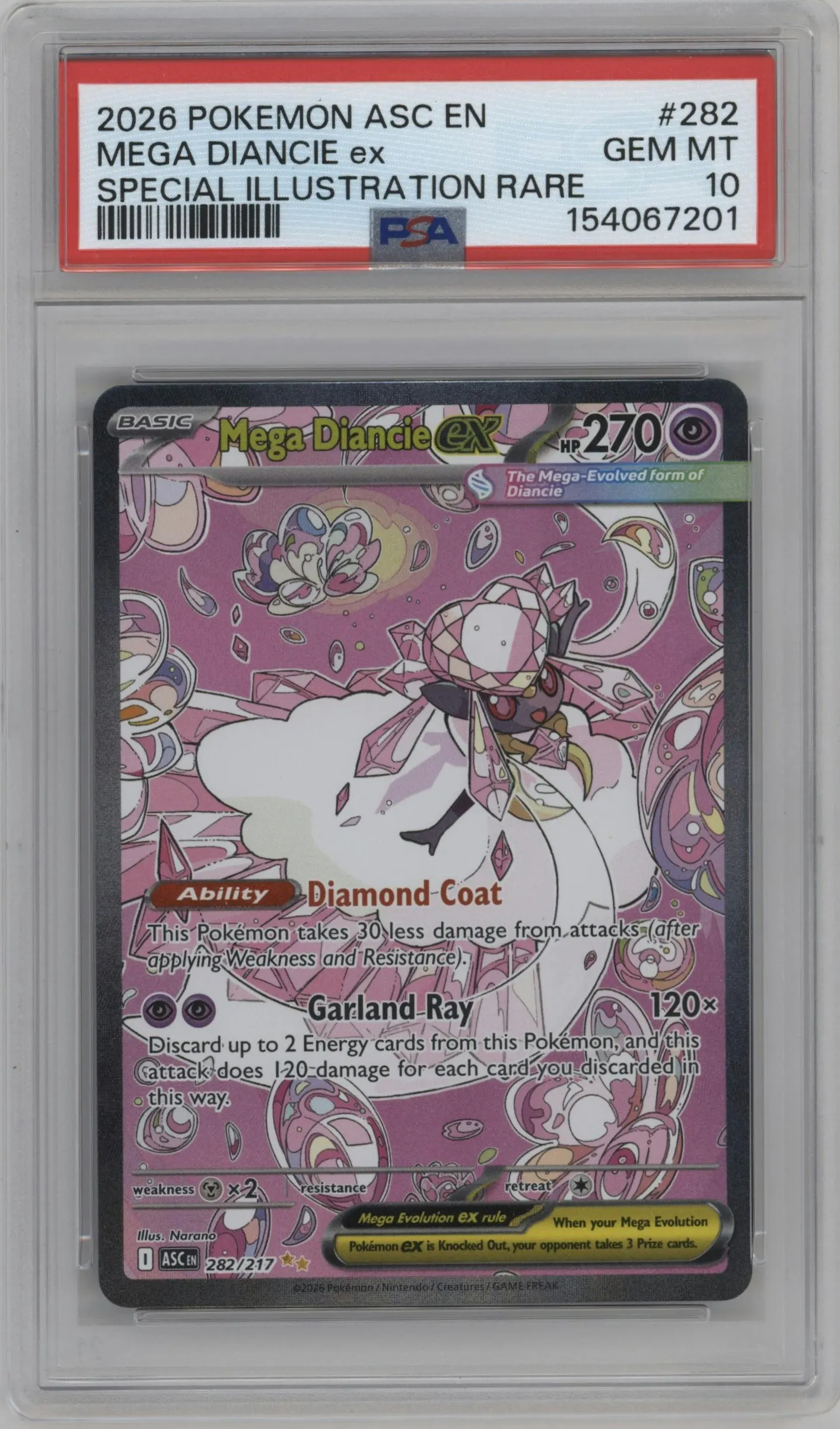 2026 Pokemon Mega Evolution Ascended Heroes Mega Diancie ex #282 PSA 10
