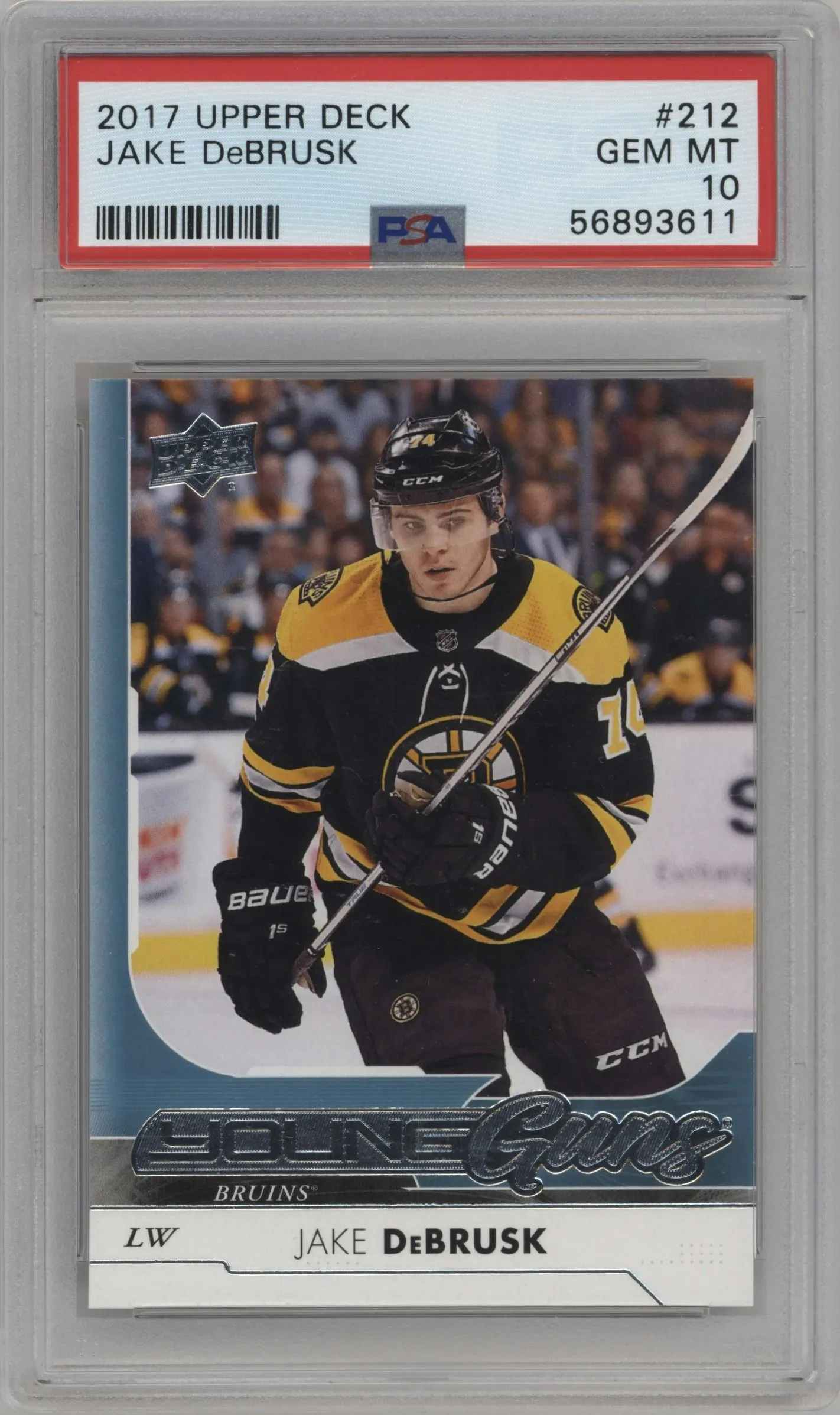 2017 Upper Deck Young Guns Jake DeBrusk #212 PSA 10