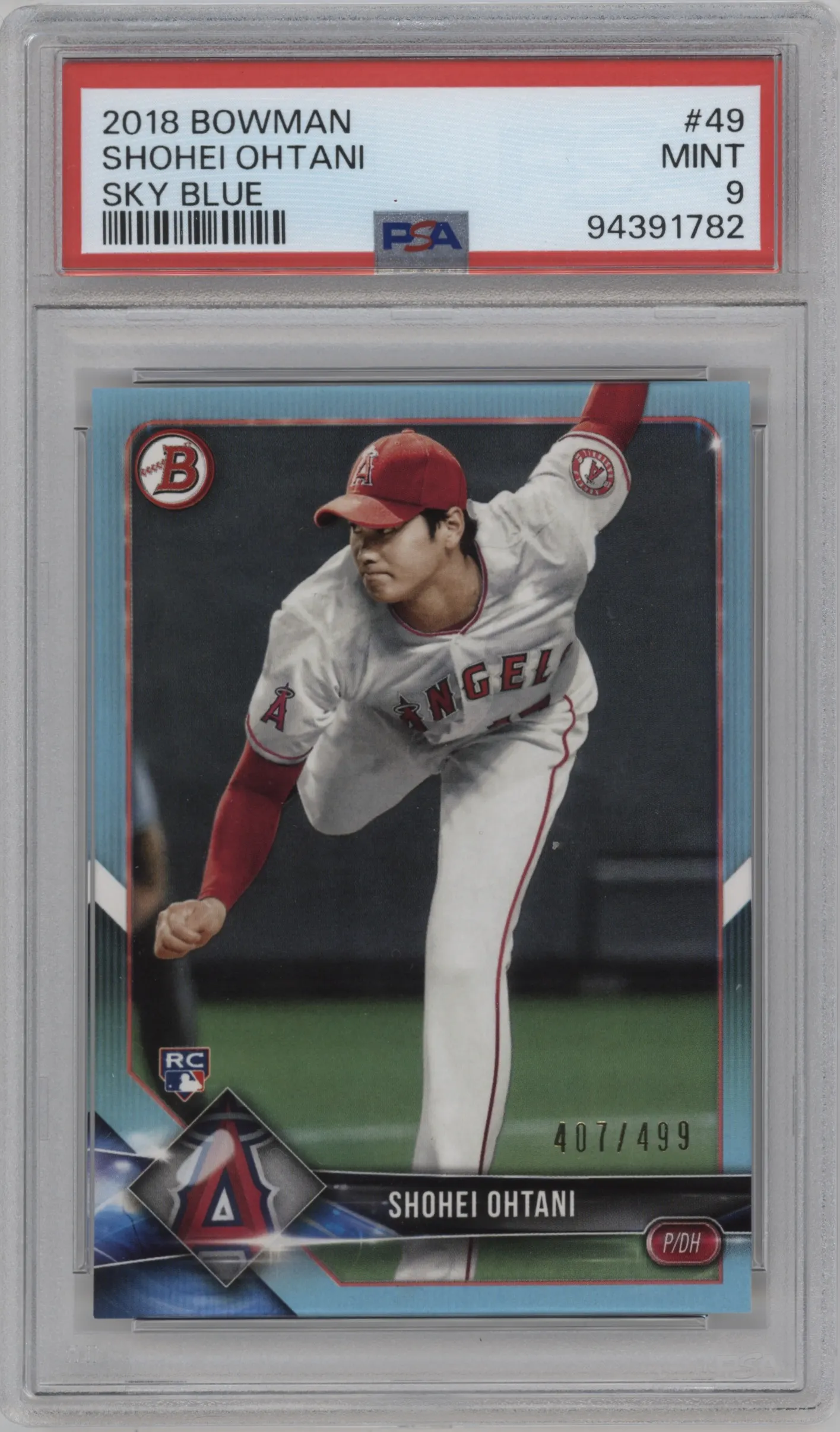 2018 Bowman Shohei Ohtani Sky Blue #49 PSA 9