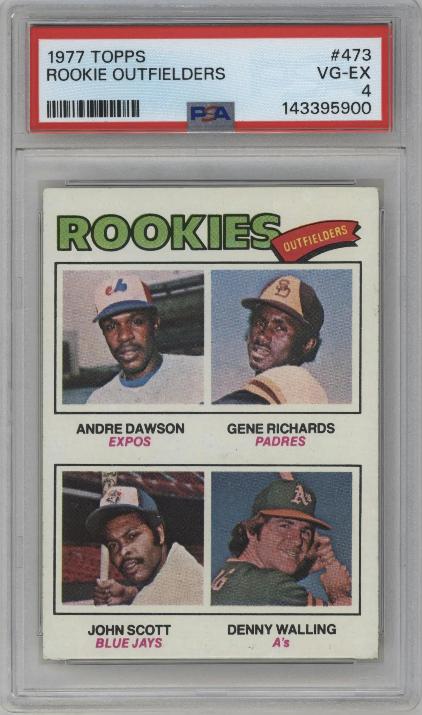 1977 Topps Andre Dawson/Gene Richards/John Scott/Denny Walling #473 PSA 4