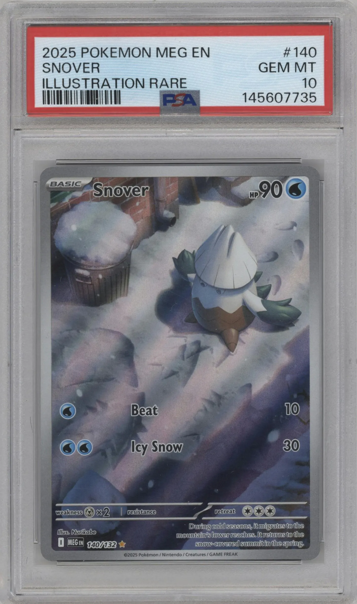 2025 Pokemon Mega Evolution Snover #140 PSA 10