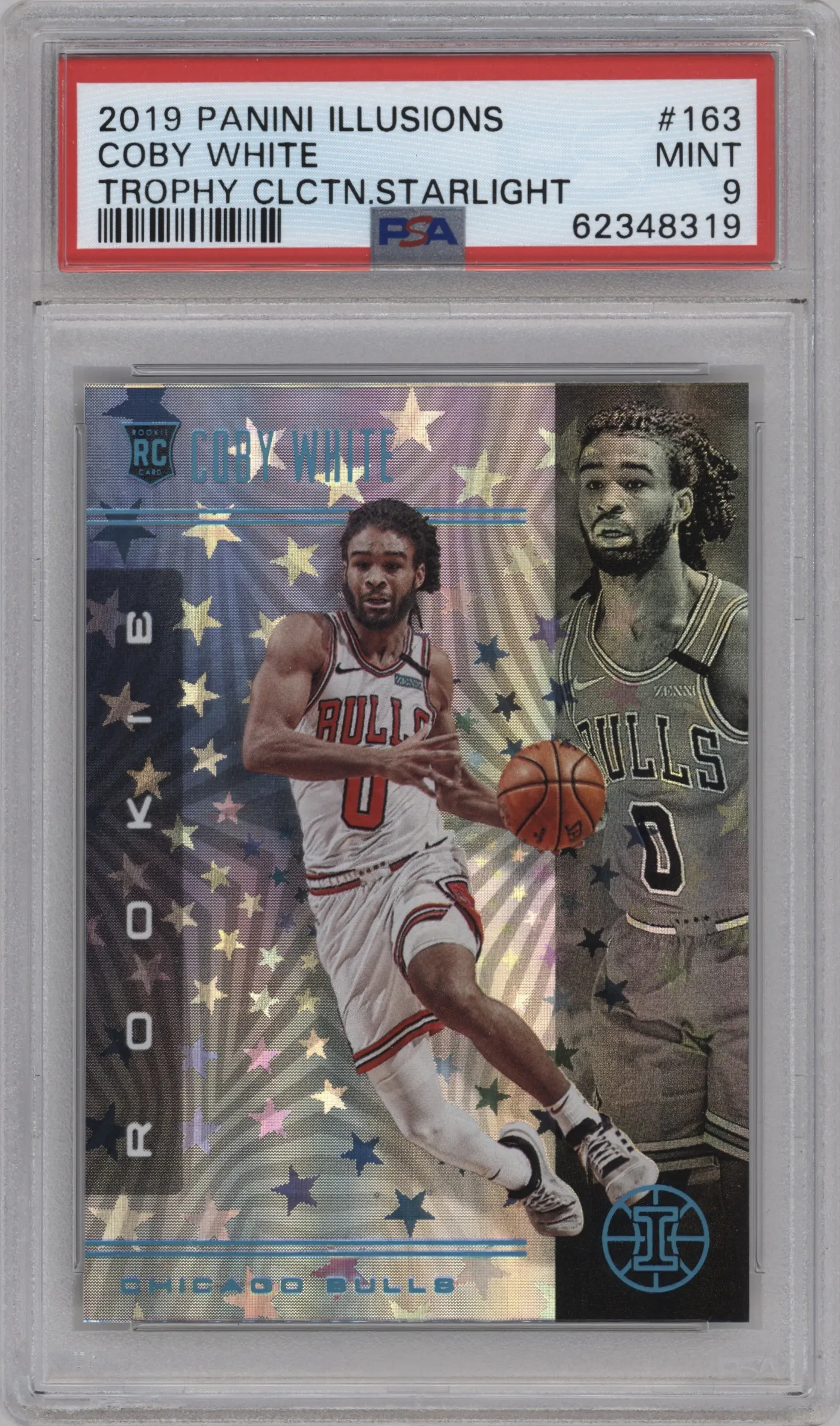 2019 Panini Illusions Coby White Trophy Collection Starlight #163 PSA 9