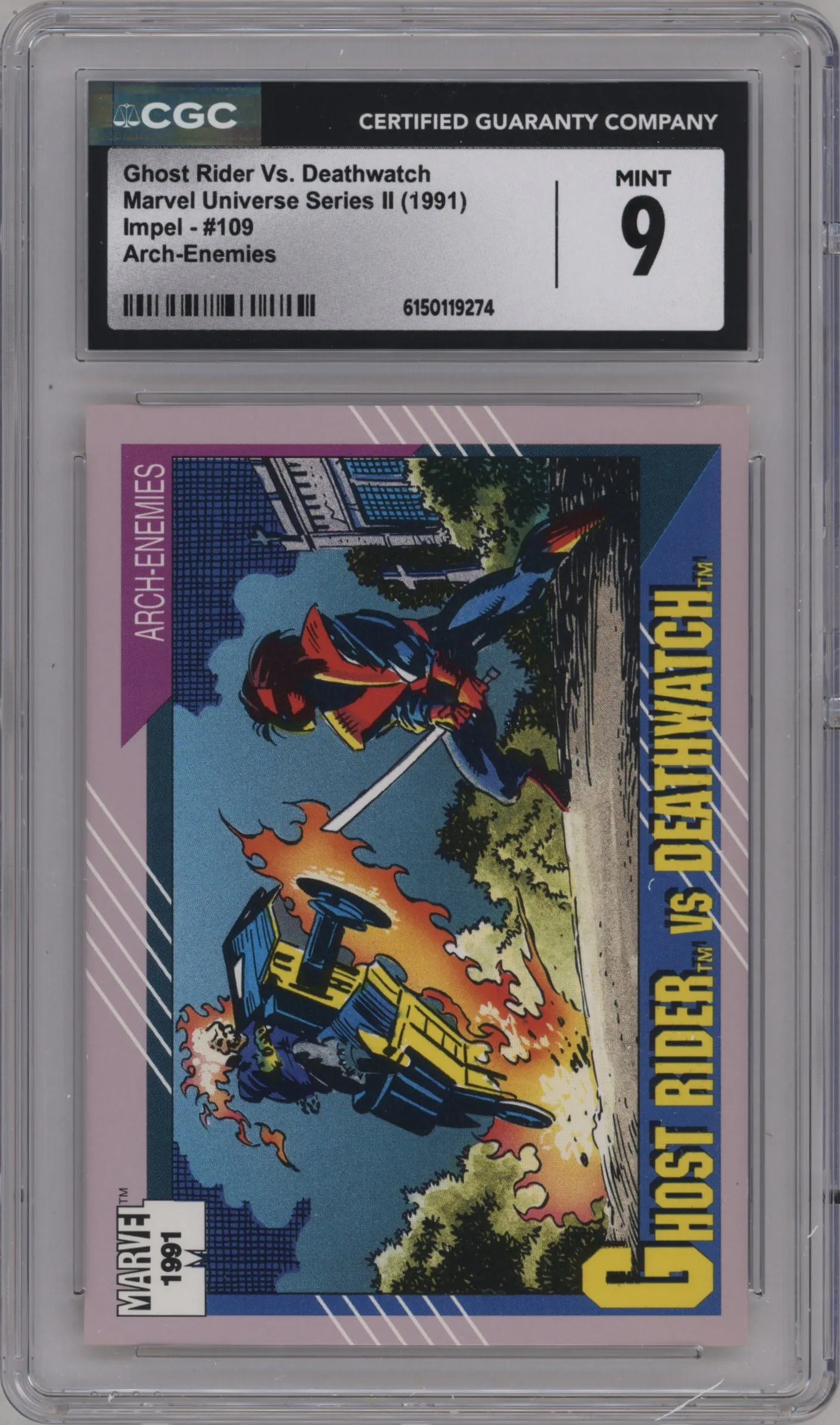 1991 Impel Marvel Universe Ghost Rider vs. Deathwatch #109 CGC 9