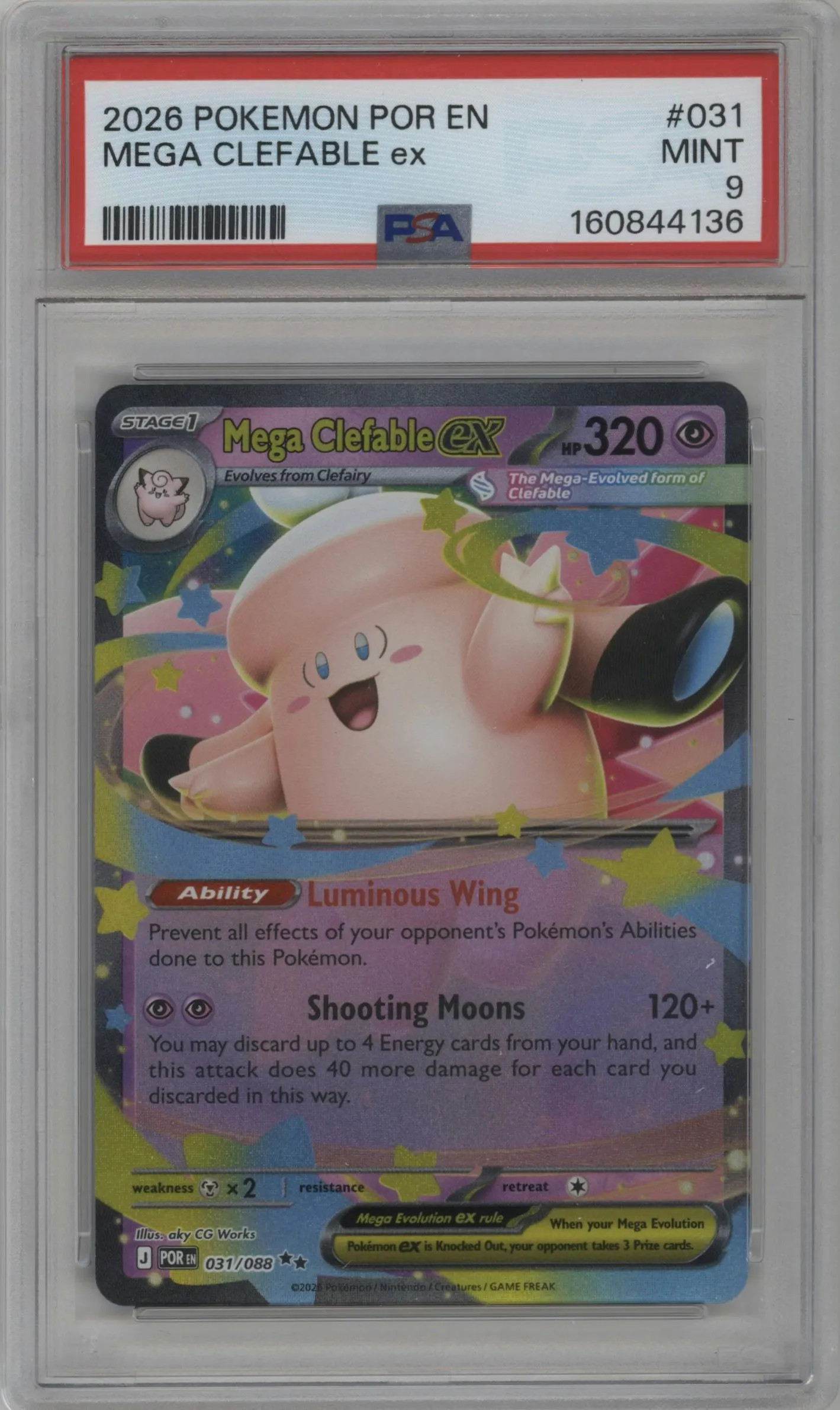 2026 Pokemon Mega Evolution Perfect Order Mega Clefable ex #031 PSA 9